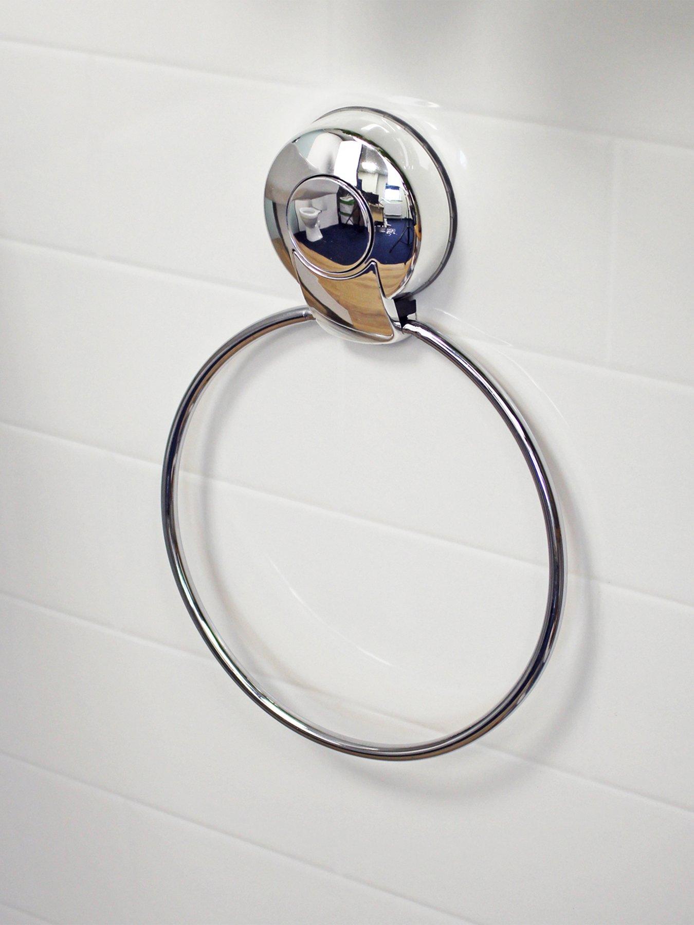 Image 2 of 6 of Showerdrape Suctionloc Chrome 2 Piece Accessory Set - Toilet Roll Holder &amp; Towel Ring