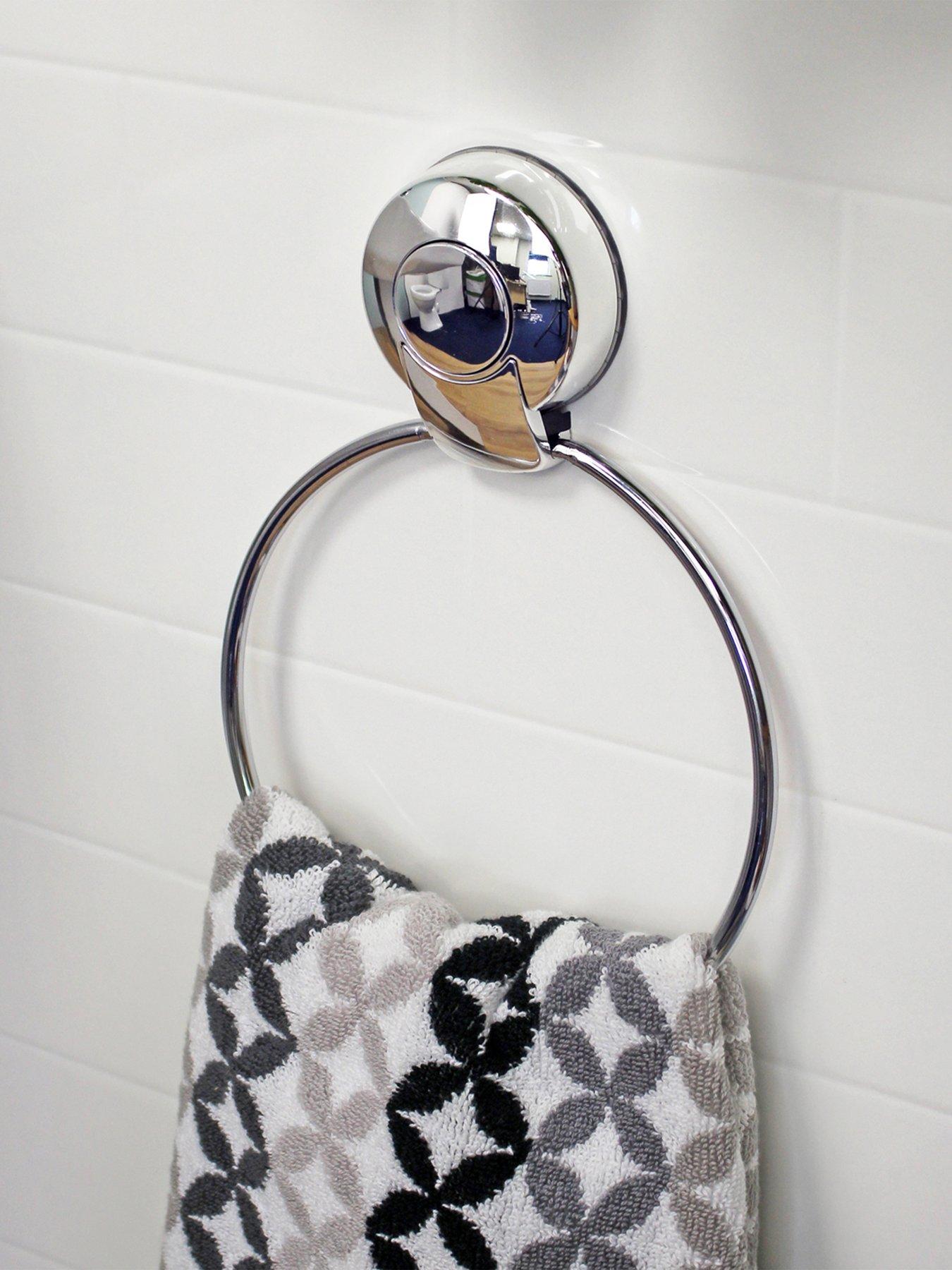 Image 3 of 6 of Showerdrape Suctionloc Chrome 2 Piece Accessory Set - Toilet Roll Holder &amp; Towel Ring