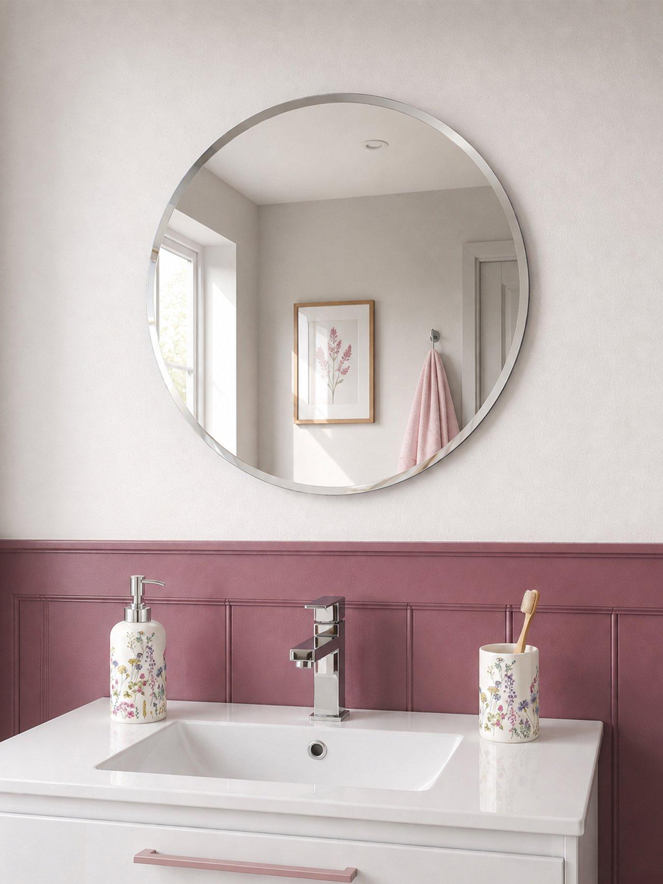 Image 1 of 6 of Showerdrape Fitzrovia Round Wall Mounted Frameless Bevelled Edge Bathroom Mirror