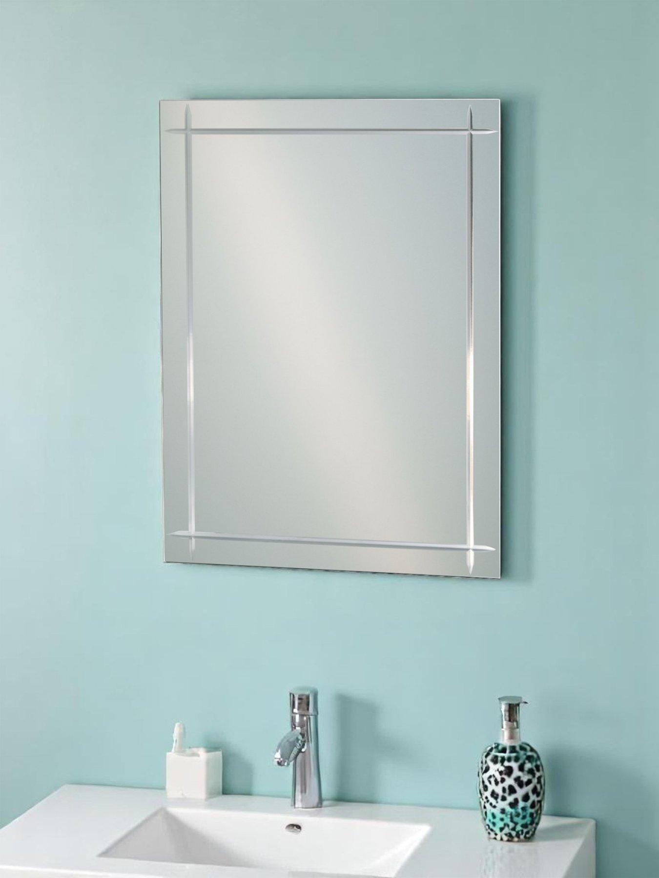 Image 1 of 3 of Showerdrape Marylebone Rectangular Frameless Diamond Cut Bevelled Edge Bathroom Mirror
