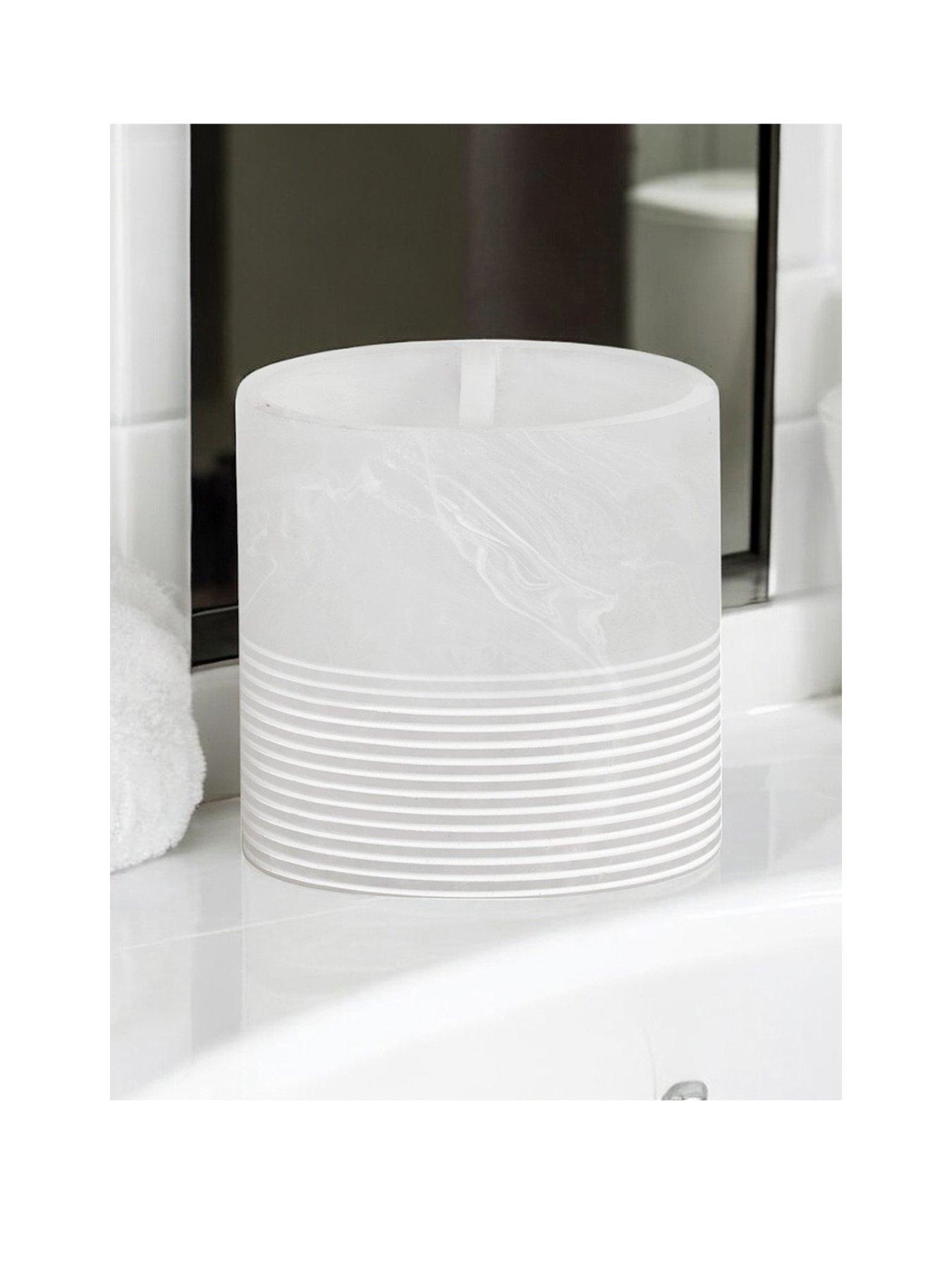 Image 1 of 4 of Showerdrape Bianco Frost Onyx White Striped Toothbrush Holder