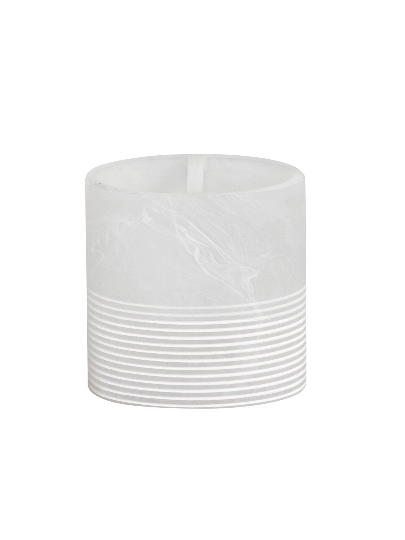Image 4 of 4 of Showerdrape Bianco Frost Onyx White Striped Toothbrush Holder