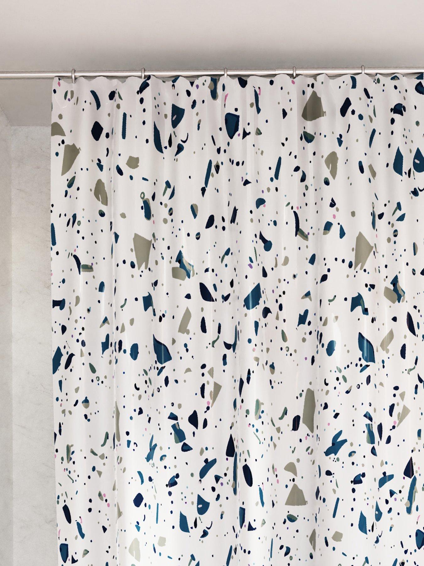 croydex-blue-terrazzo-machine-washable-shower-curtain
