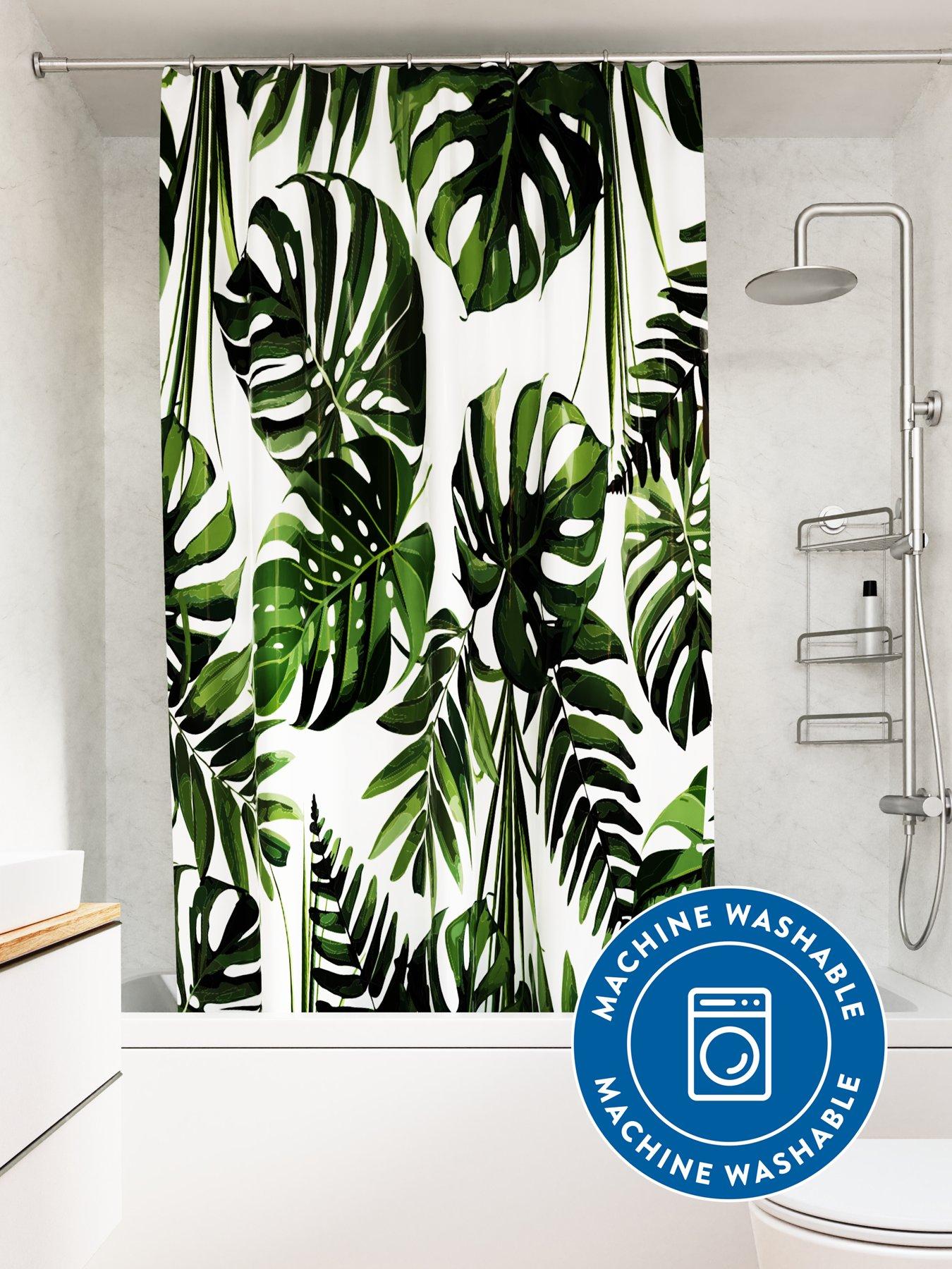 croydex-green-botanical-machine-washable-shower-curtaindetail