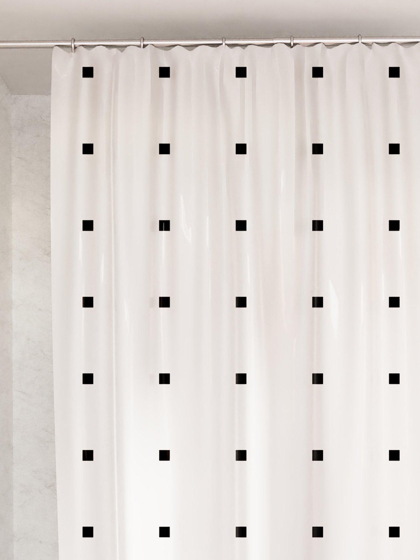 Croydex White with Black Square Dots Shower Curtain