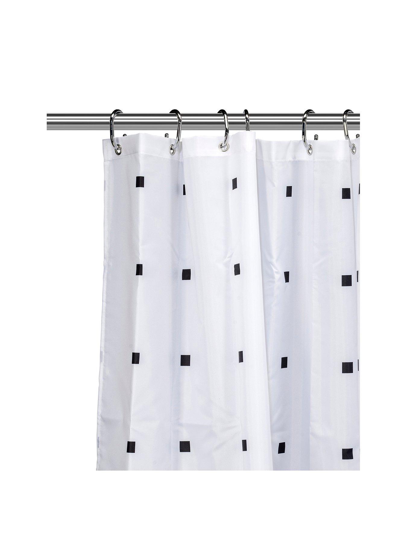 croydex-white-with-black-square-dots-shower-curtainstillFront