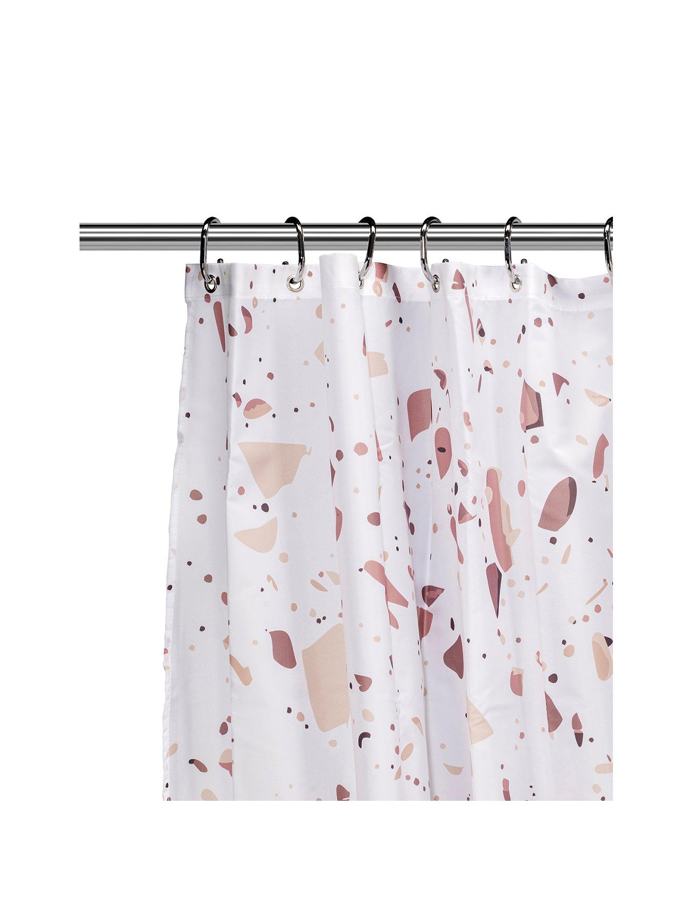 croydex-pink-terrazzo-machine-washable-shower-curtainstillFront