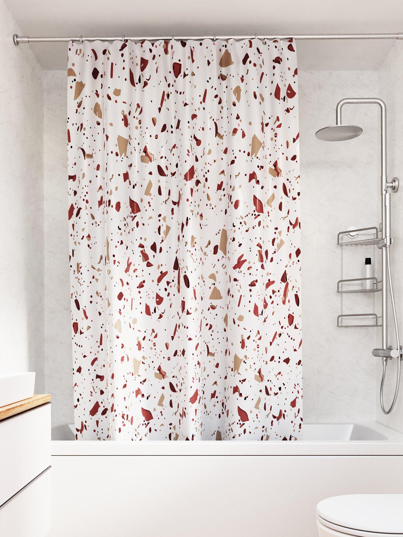 croydex-pink-terrazzo-machine-washable-shower-curtaindetail