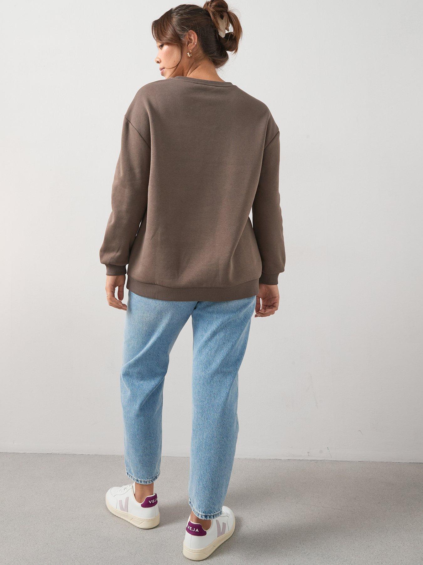 v-by-very-curve-slogan-longline-sweatshirt-brownstillFront