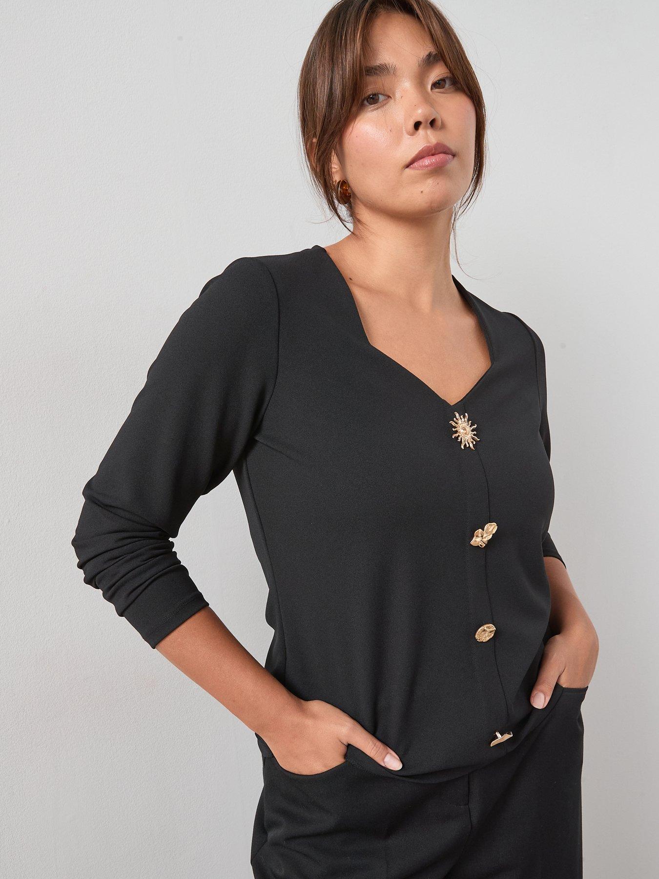 v-by-very-curve-button-detail-long-sleeve-top-black
