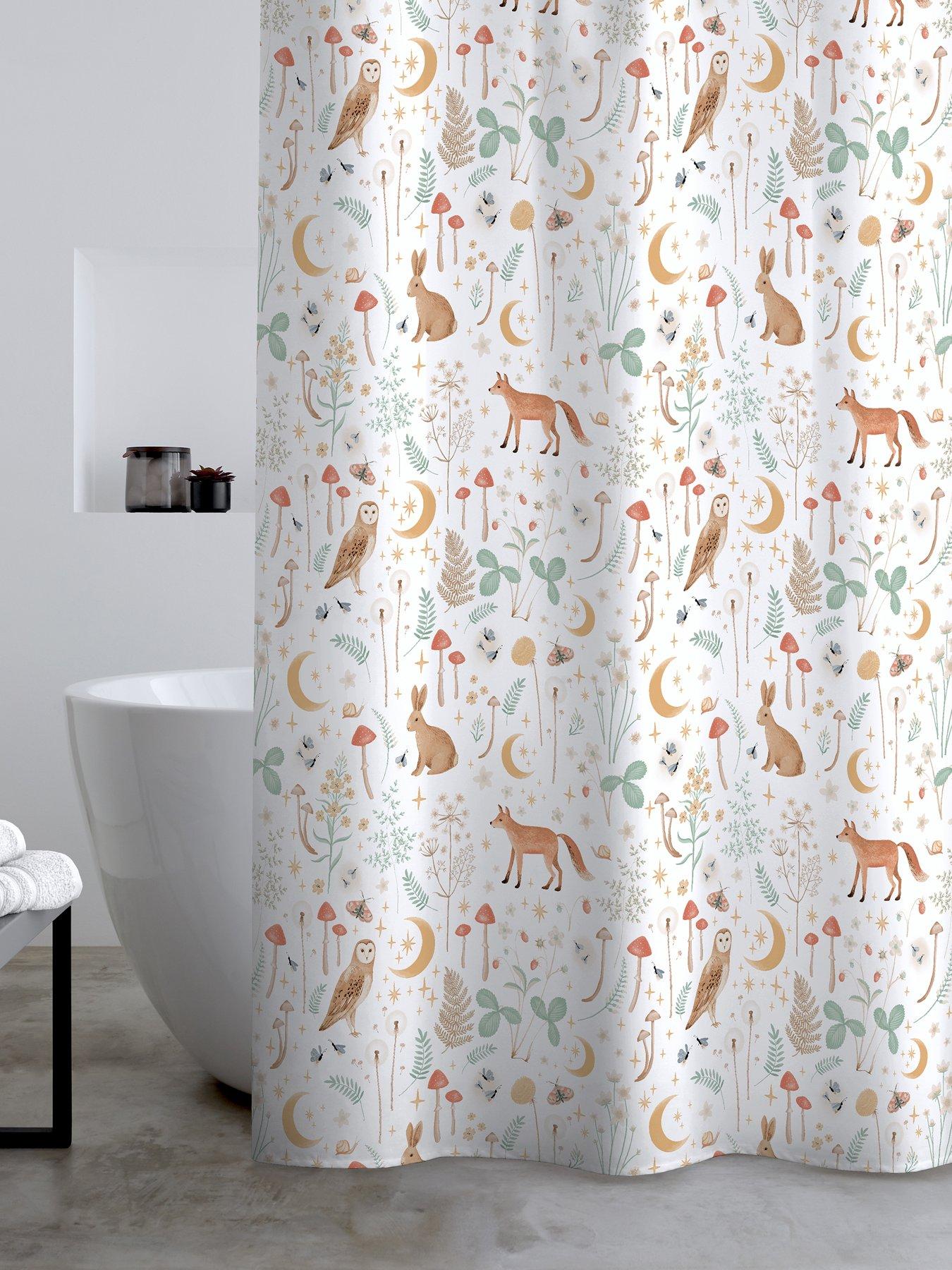 Catherine Lansfield Enchanted Twilight Shower Curtain- White