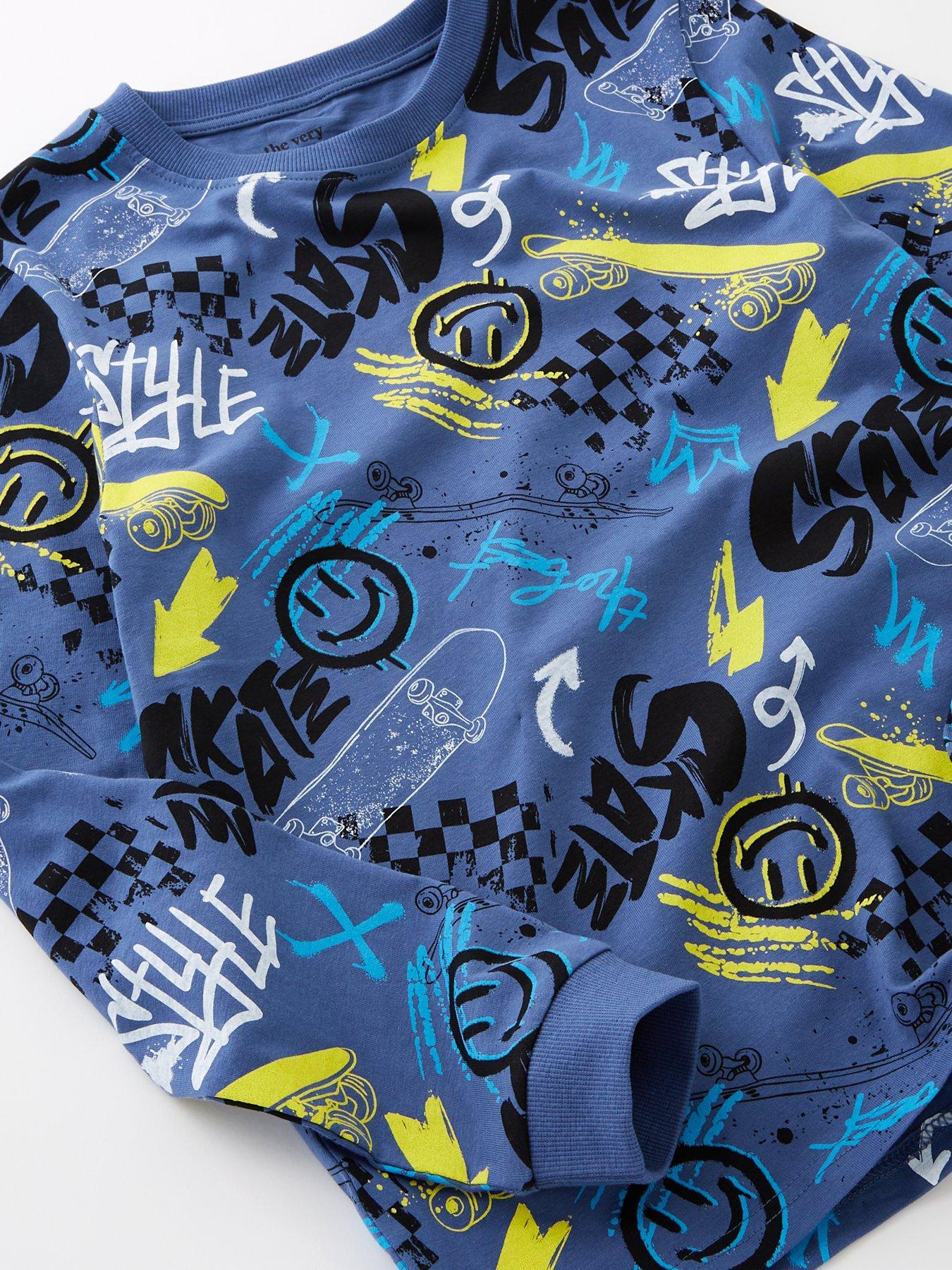 Image 3 of 4 of The Very Collection Graffiti All Over Print Pyjama - Multi