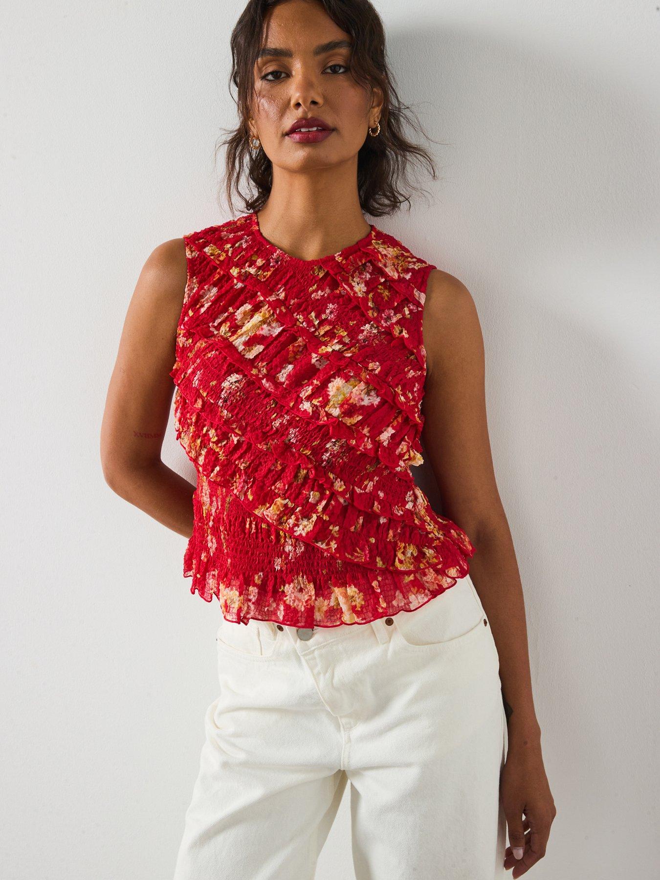 Image 1 of 6 of AllSaints Nysa Top - Red