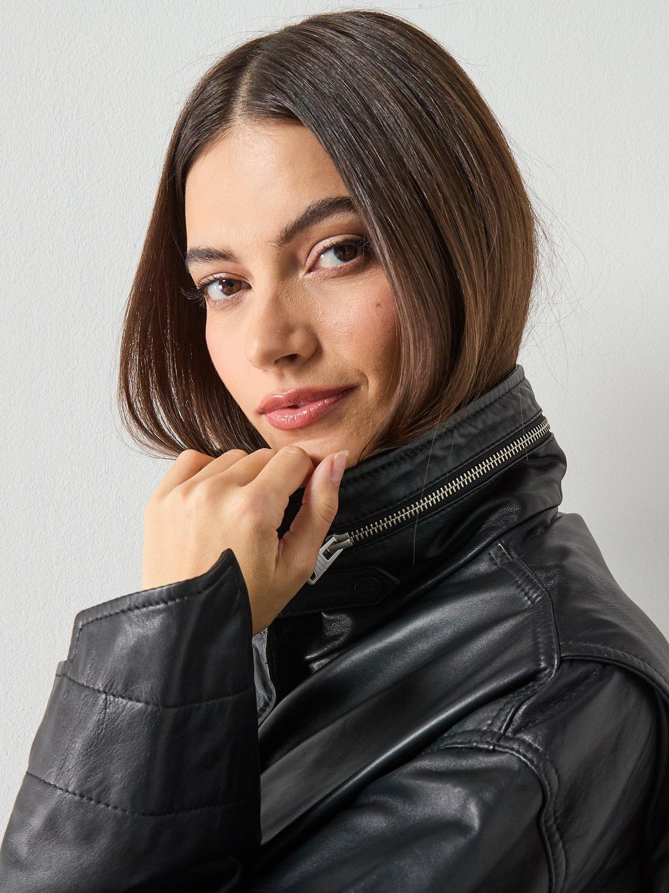 Image 4 of 6 of AllSaints Clay Funnel Neck Jacket - Black
