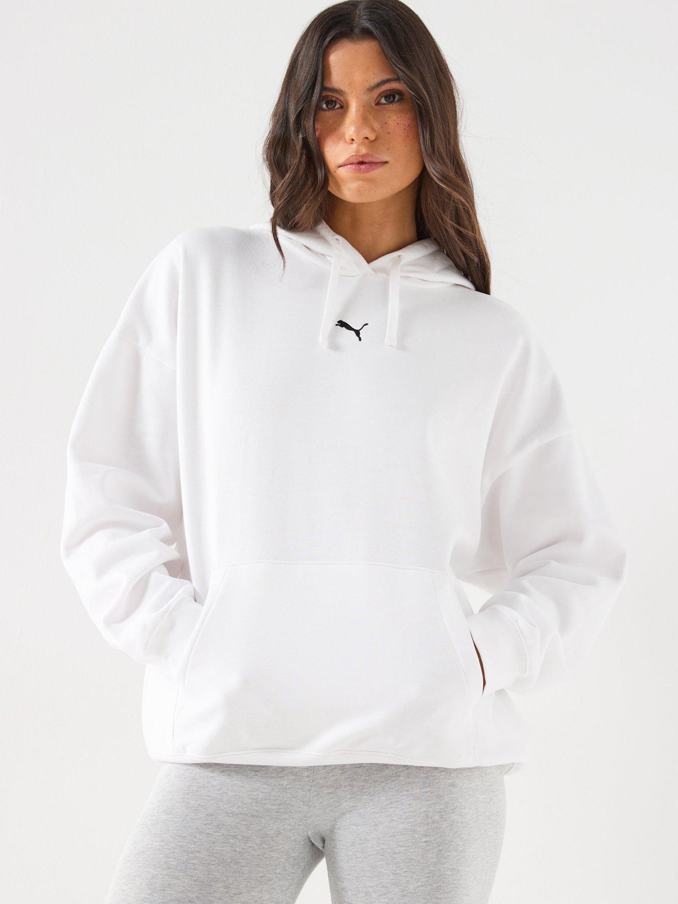 Puma Womens Essentials Oversized Hoodie Fleece - White