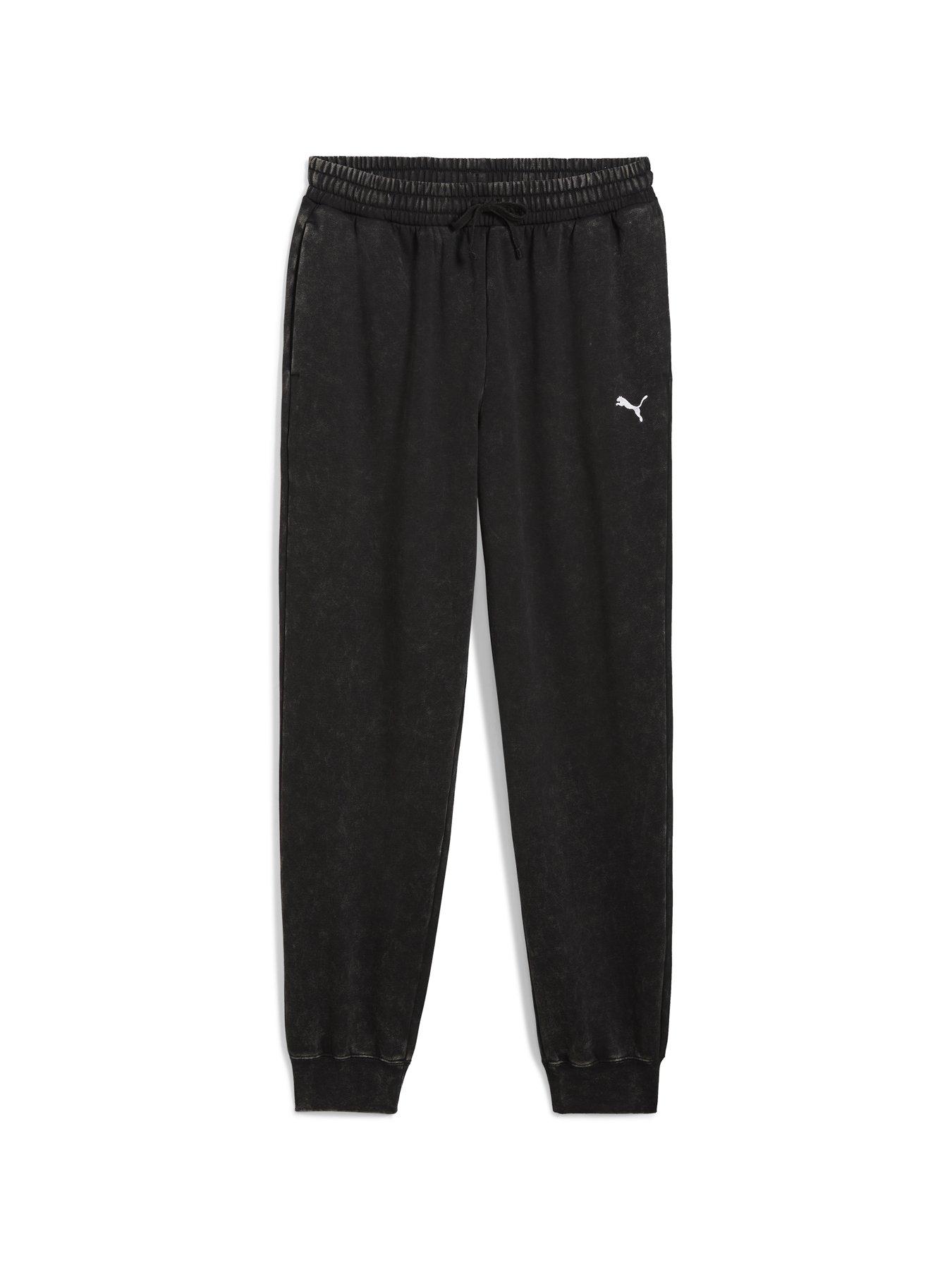 Puma Mens Essentials Elevated Relaxed Wash Sweatpants Fleece - Black