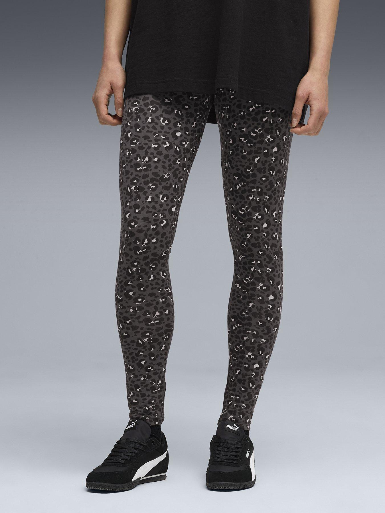 Image 1 of 5 of Puma Essentials Graphic Animal Print Leggings - Black