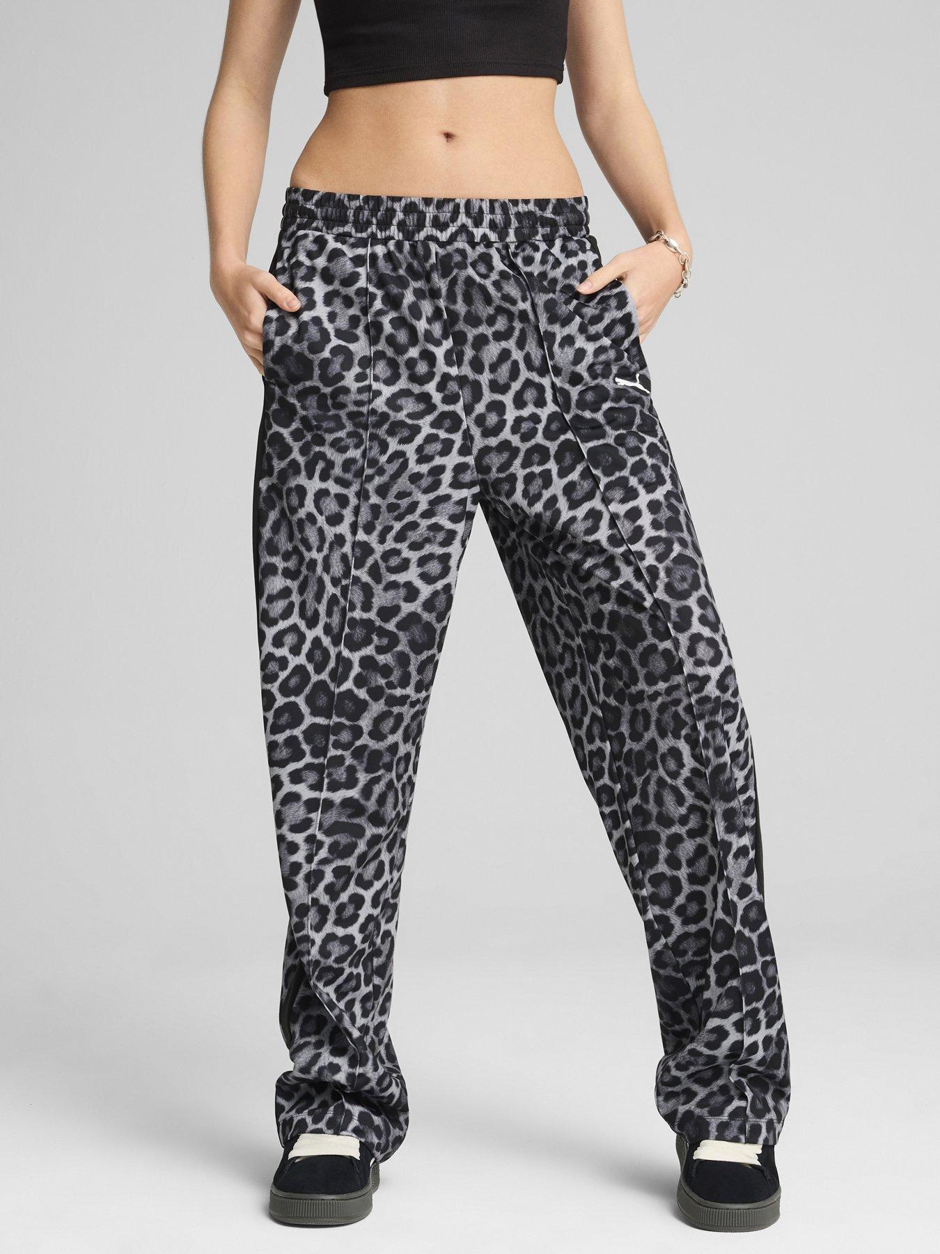 Puma T7 Leo Luxe All Over Print Straight Pants - Black/Grey