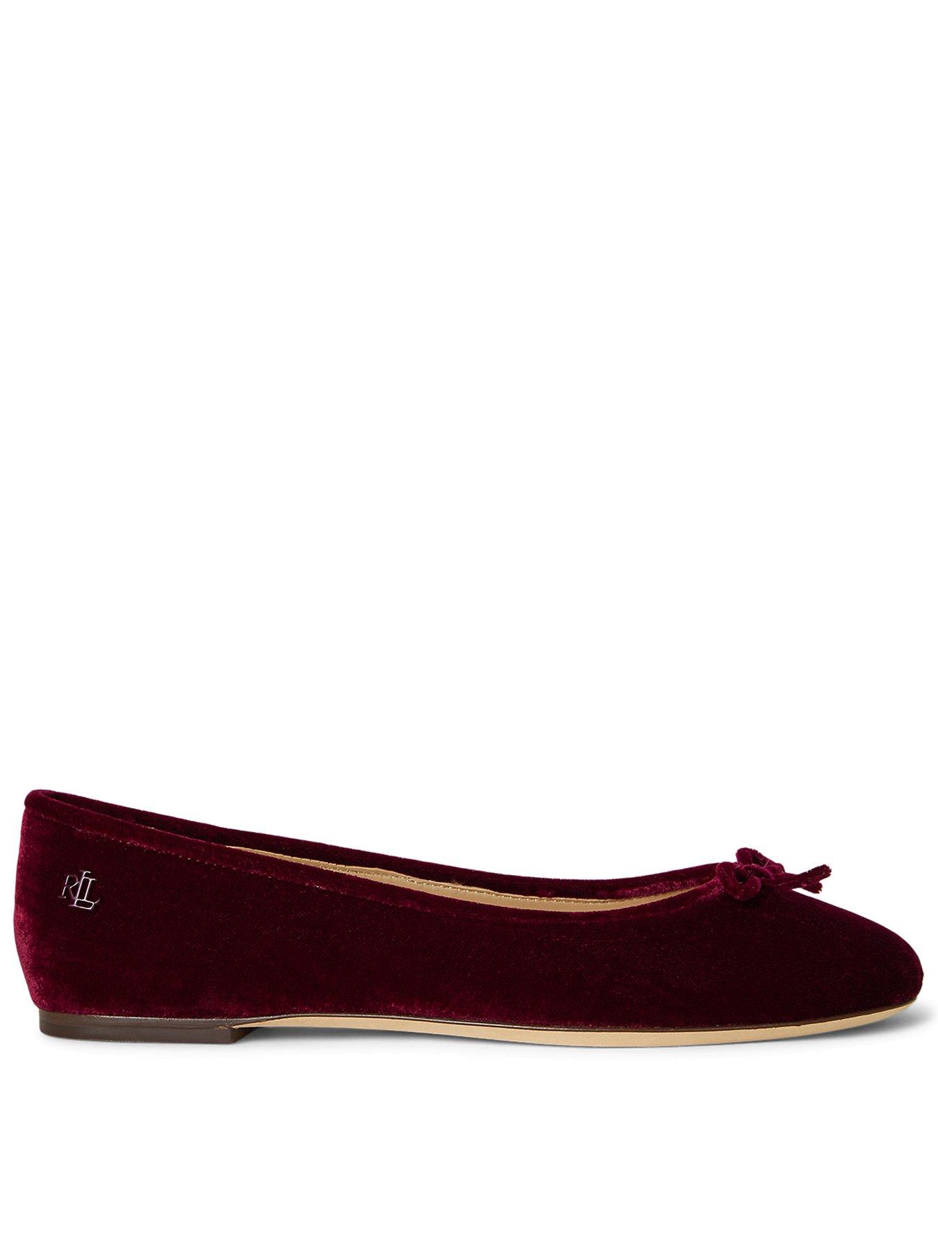 Image 1 of 4 of Lauren by Ralph Lauren Jayna Flat Velvet Ballet Shoe - Garnet
