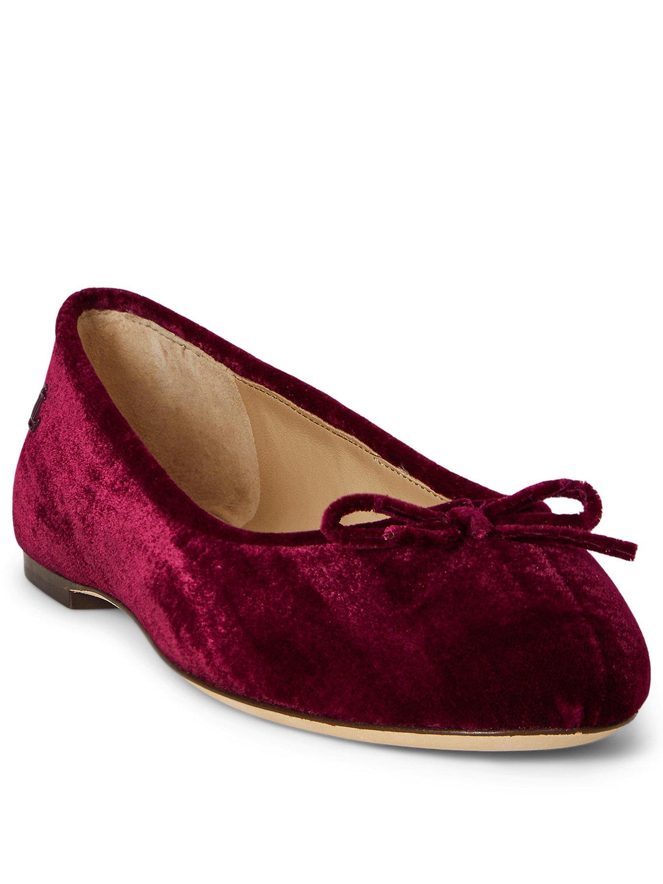 Image 2 of 4 of Lauren by Ralph Lauren Jayna Flat Velvet Ballet Shoe - Garnet