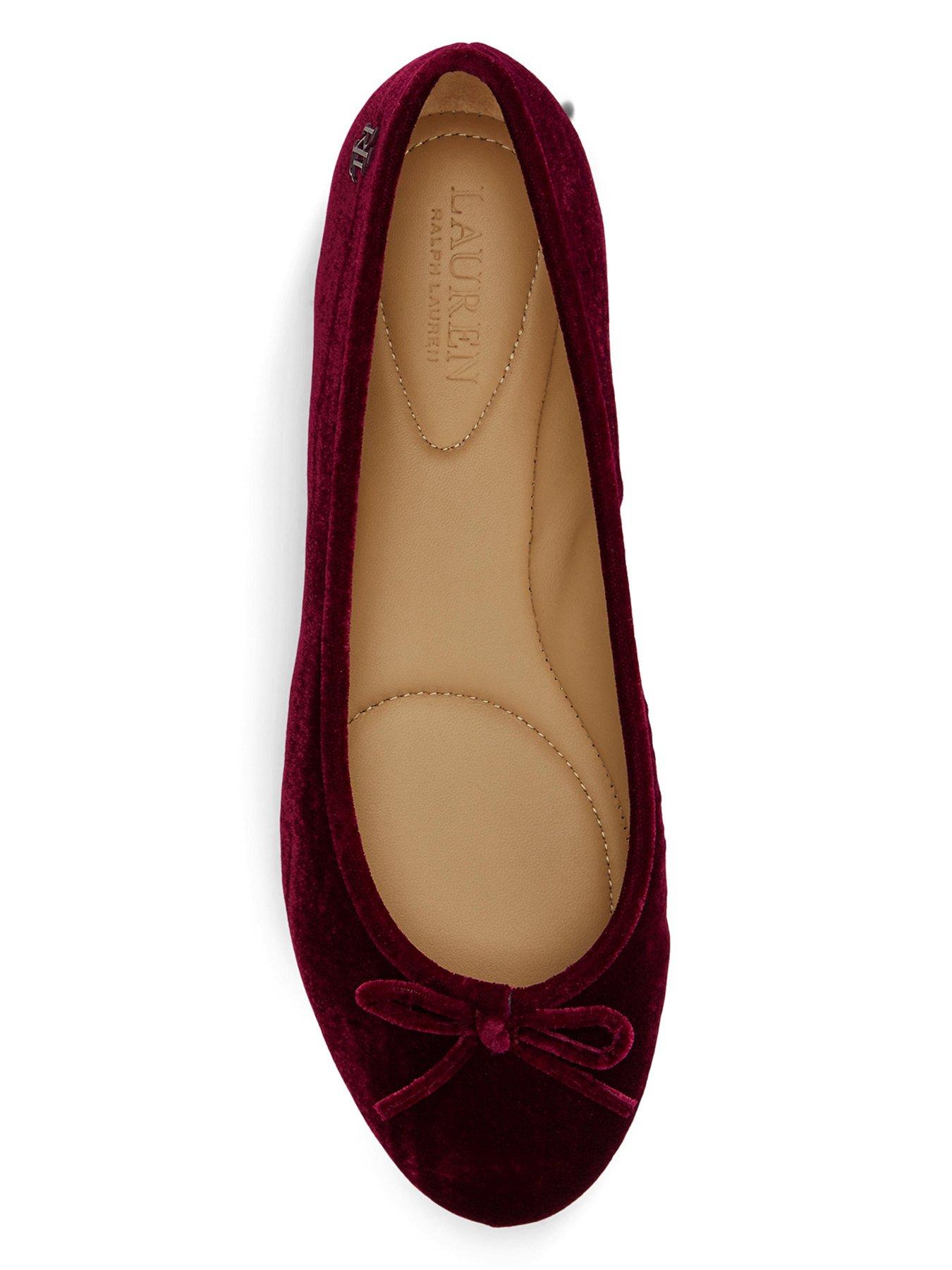 Image 4 of 4 of Lauren by Ralph Lauren Jayna Flat Velvet Ballet Shoe - Garnet