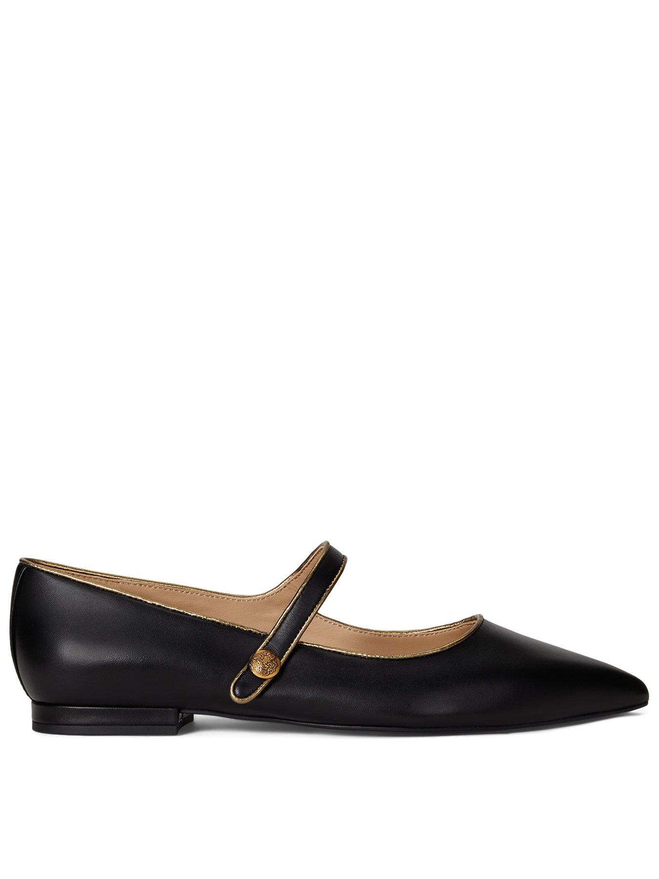 Lauren by Ralph Lauren Londyn Mary Jane Flat - Black / Antique Gold