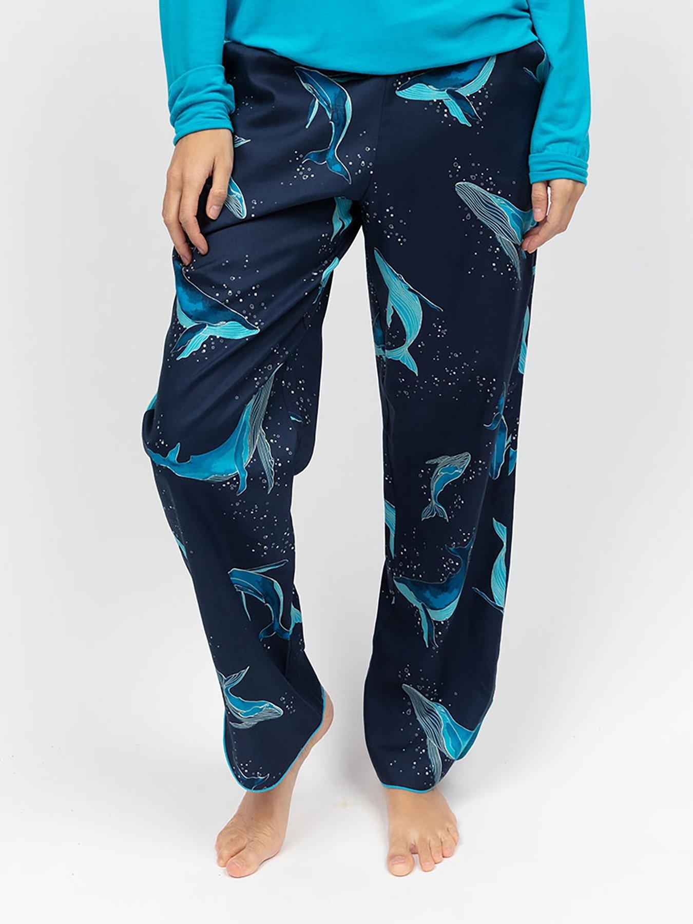 Image 1 of 3 of Cyberjammies Marina Navy Whale Print Pyjama Bottoms - Navy
