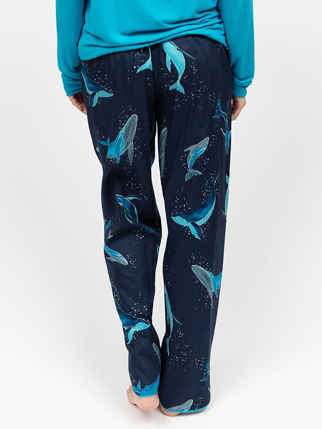 Image 2 of 3 of Cyberjammies Marina Navy Whale Print Pyjama Bottoms - Navy