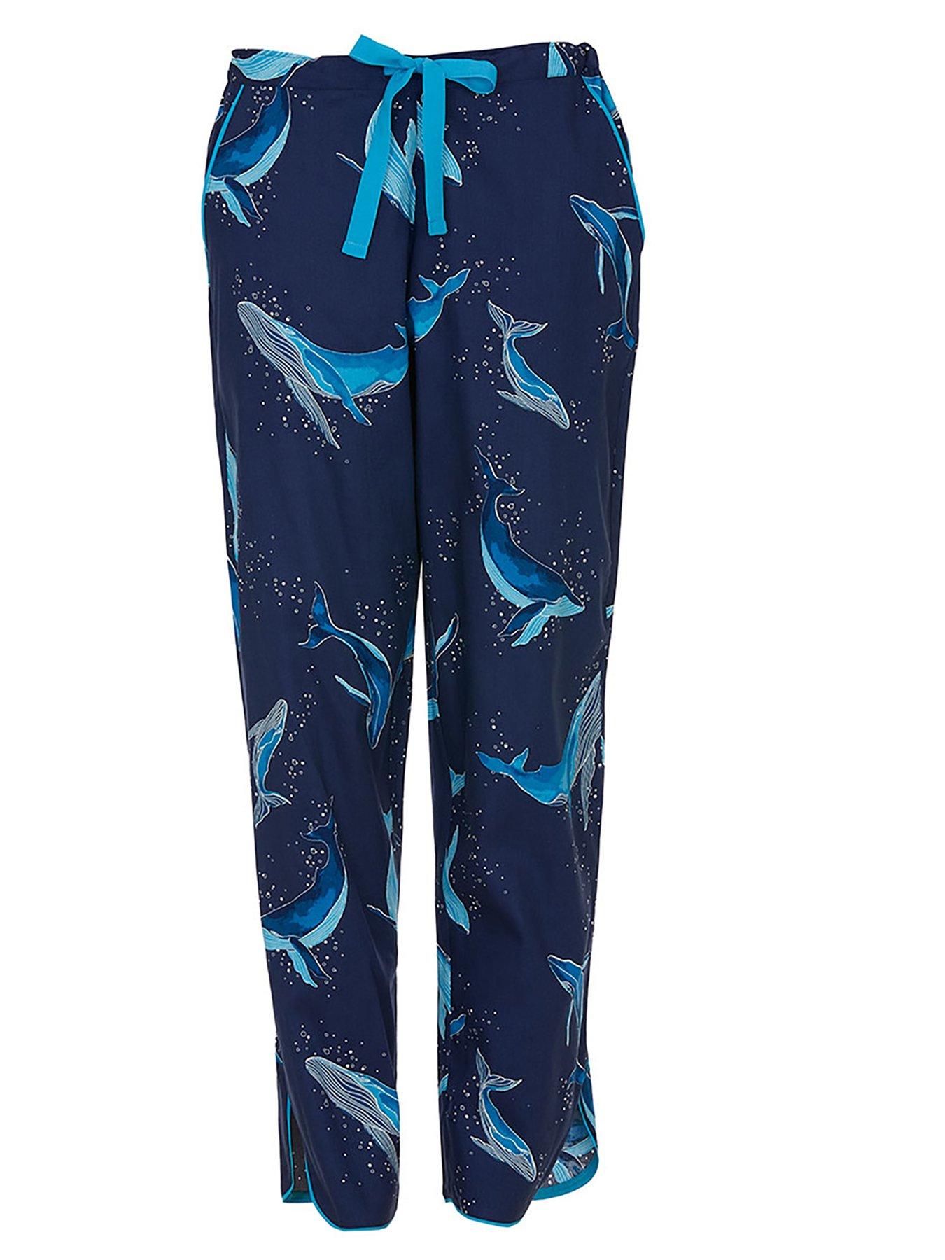 Image 3 of 3 of Cyberjammies Marina Navy Whale Print Pyjama Bottoms - Navy