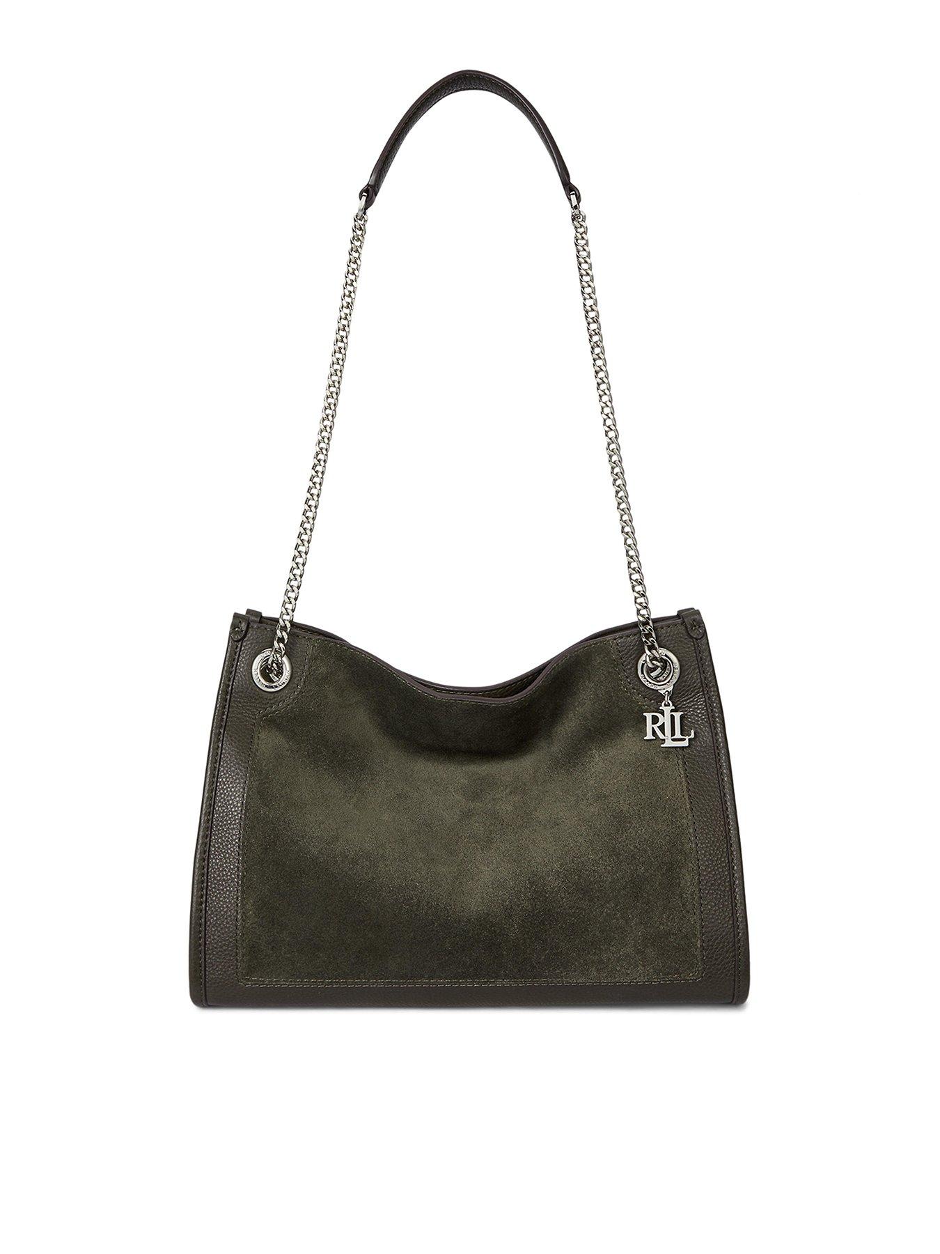 Lauren by Ralph Lauren Suede  &  Leather Medium Bradley Tote Bag - Dark Olive