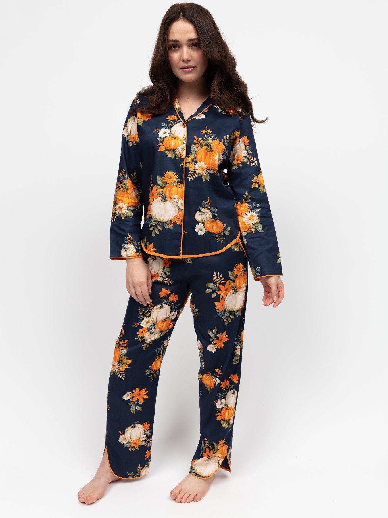 cyberjammies-auburn-navy-pumpkin-print-long-sleeve-pyjama-set-navy