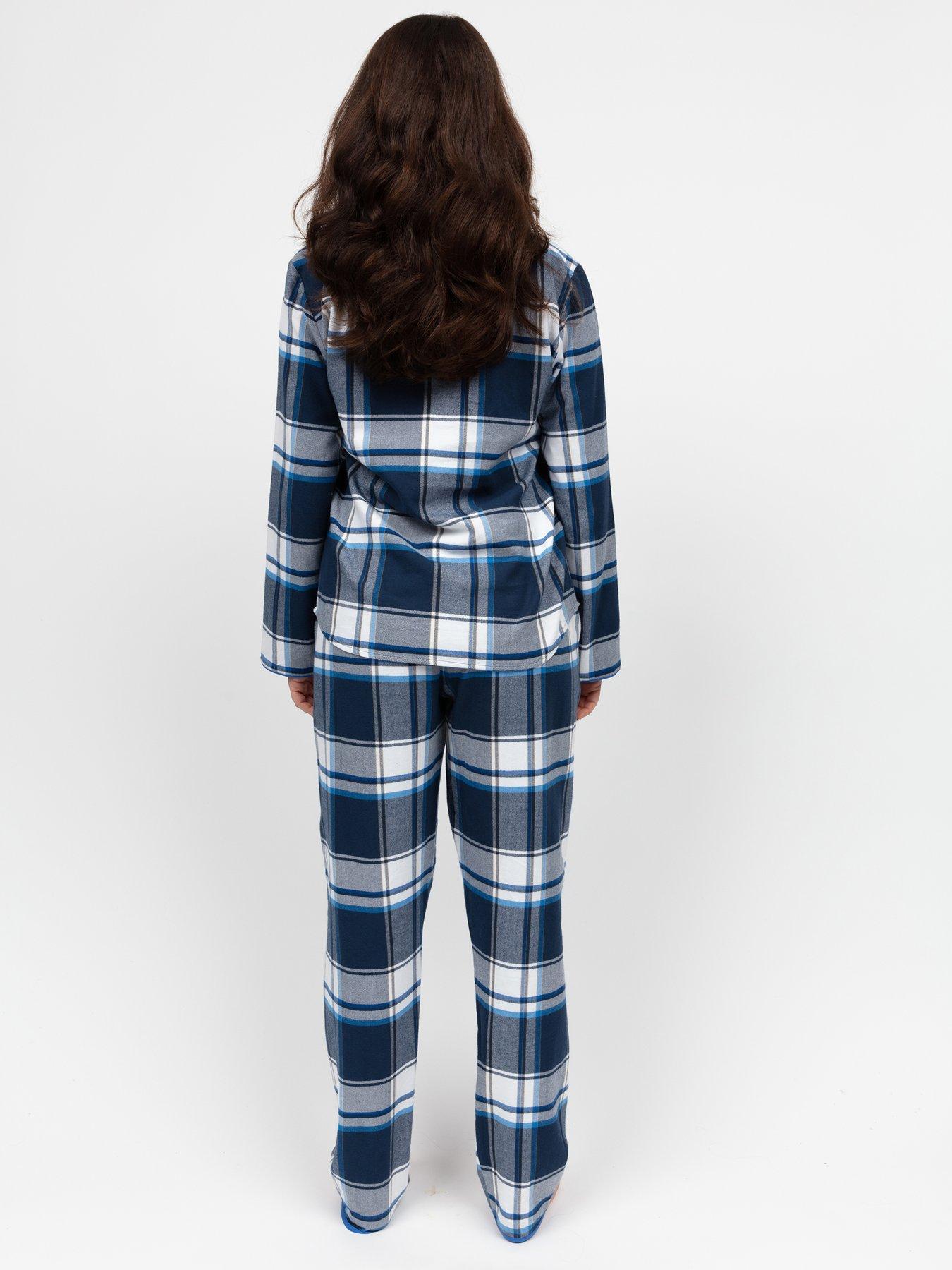cyberjammies-frosty-navy-check-pyjama-set-bluestillFront