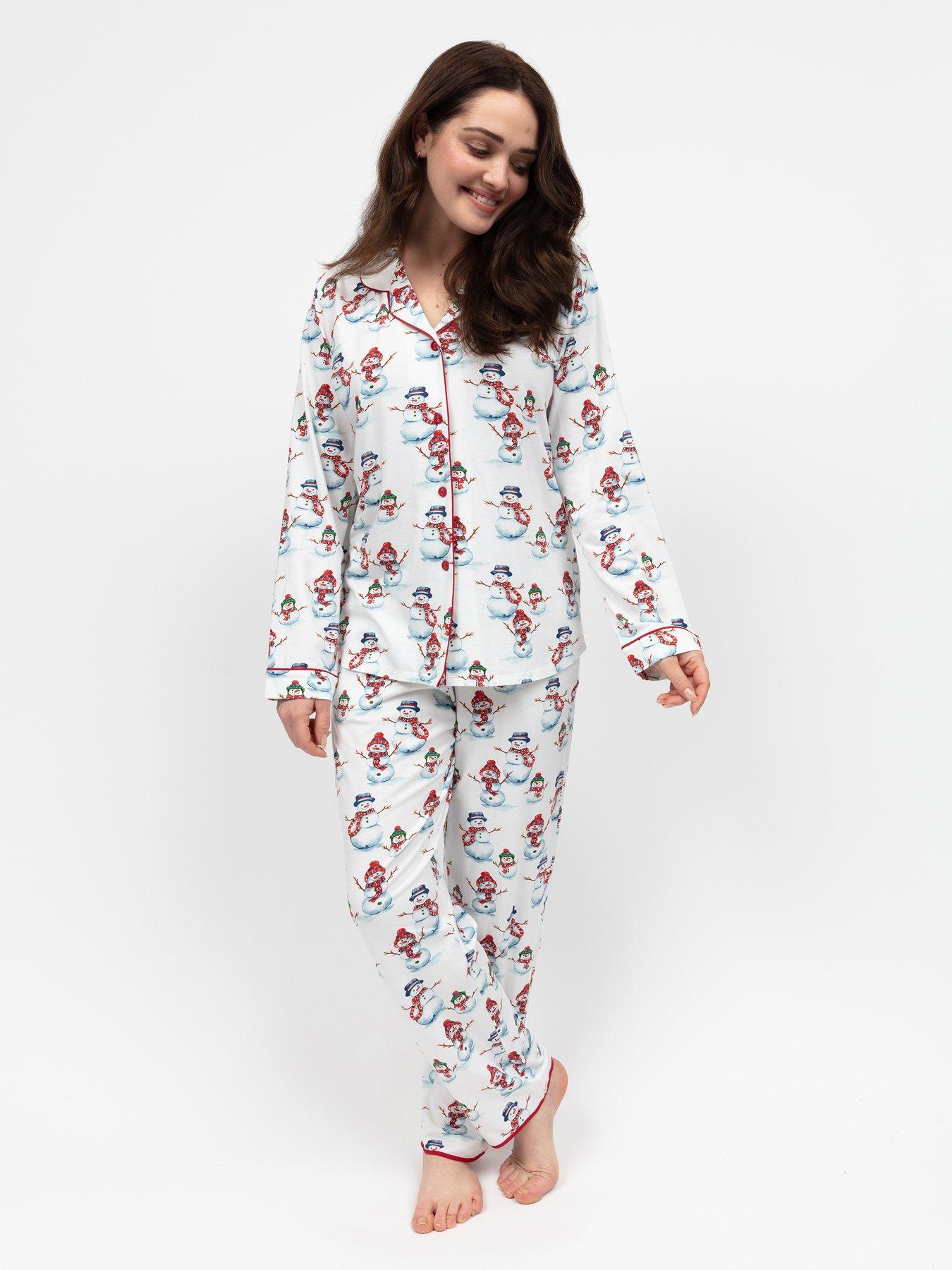 Image 3 of 4 of Cyberjammies Blaze Red Snowman Printed Jersey Pyjama Set - Red