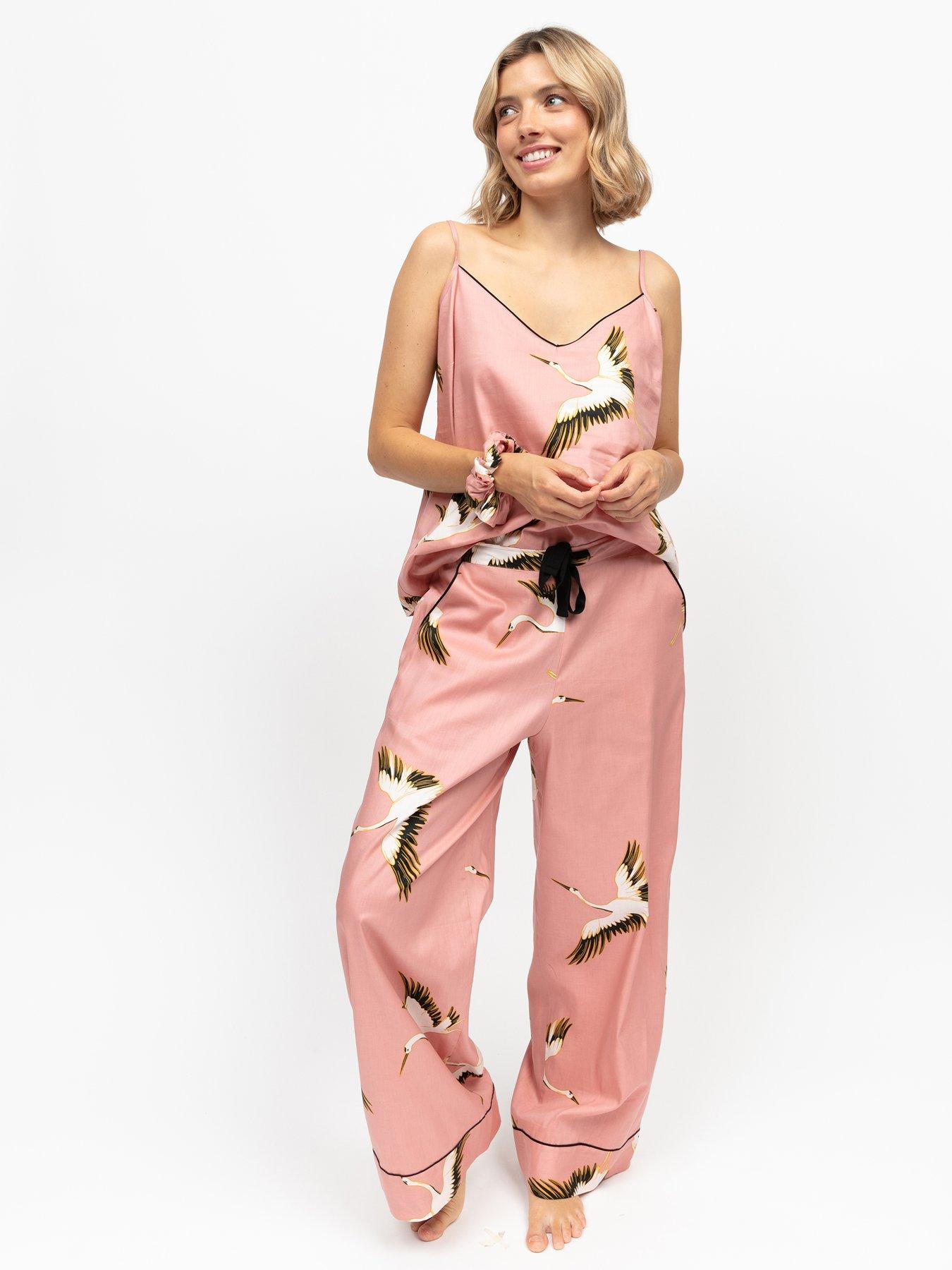 Cyberjammies Crane Bird Print Cami Pyjama Set - Bonnie Pink