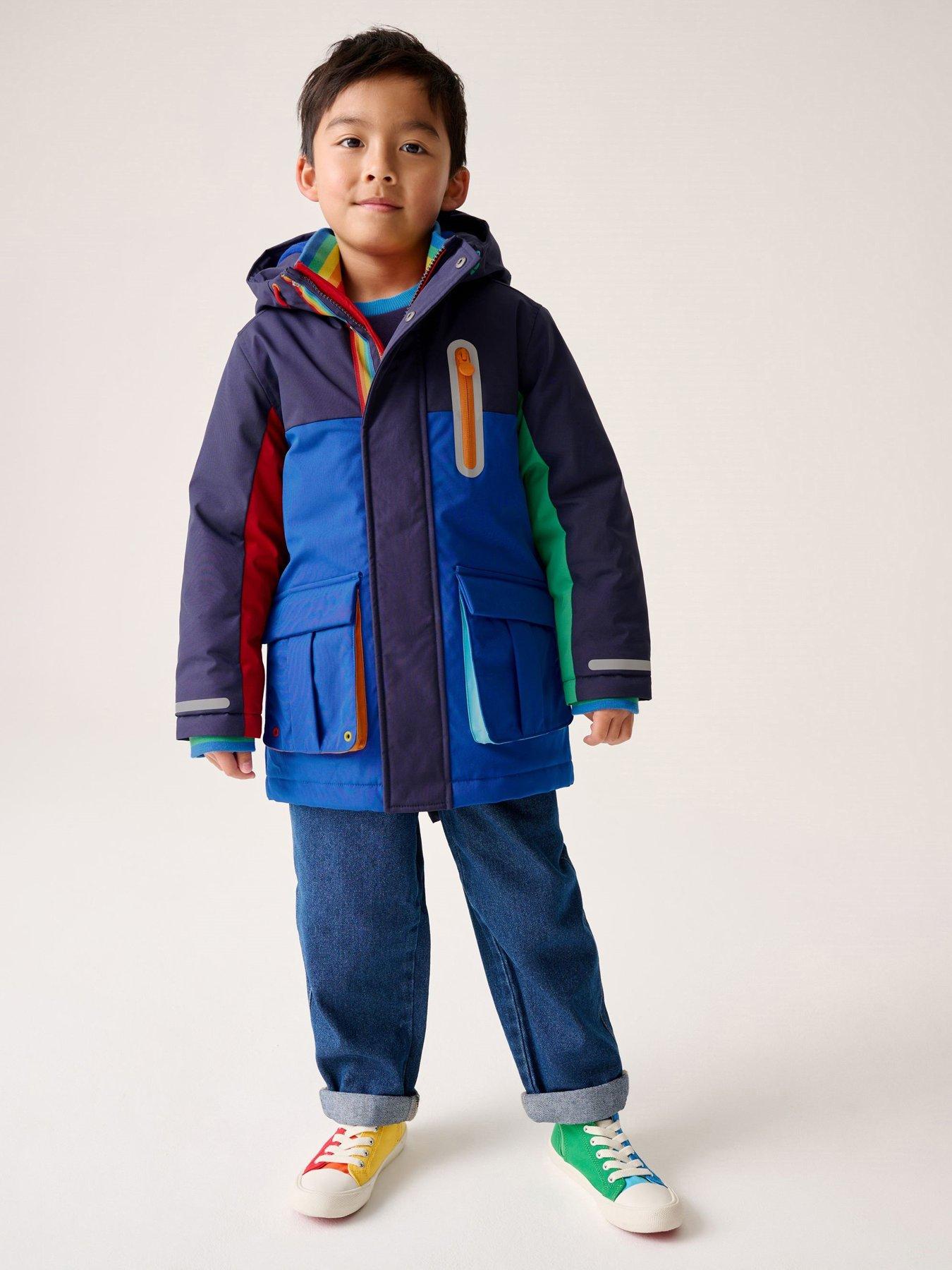 Little Bird Boys Back To School Parka Coat - Blue