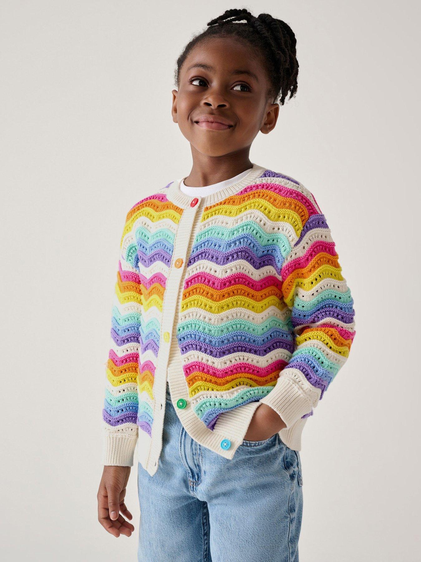 Little Bird Girls Wavy Knit Cardigan - Multi