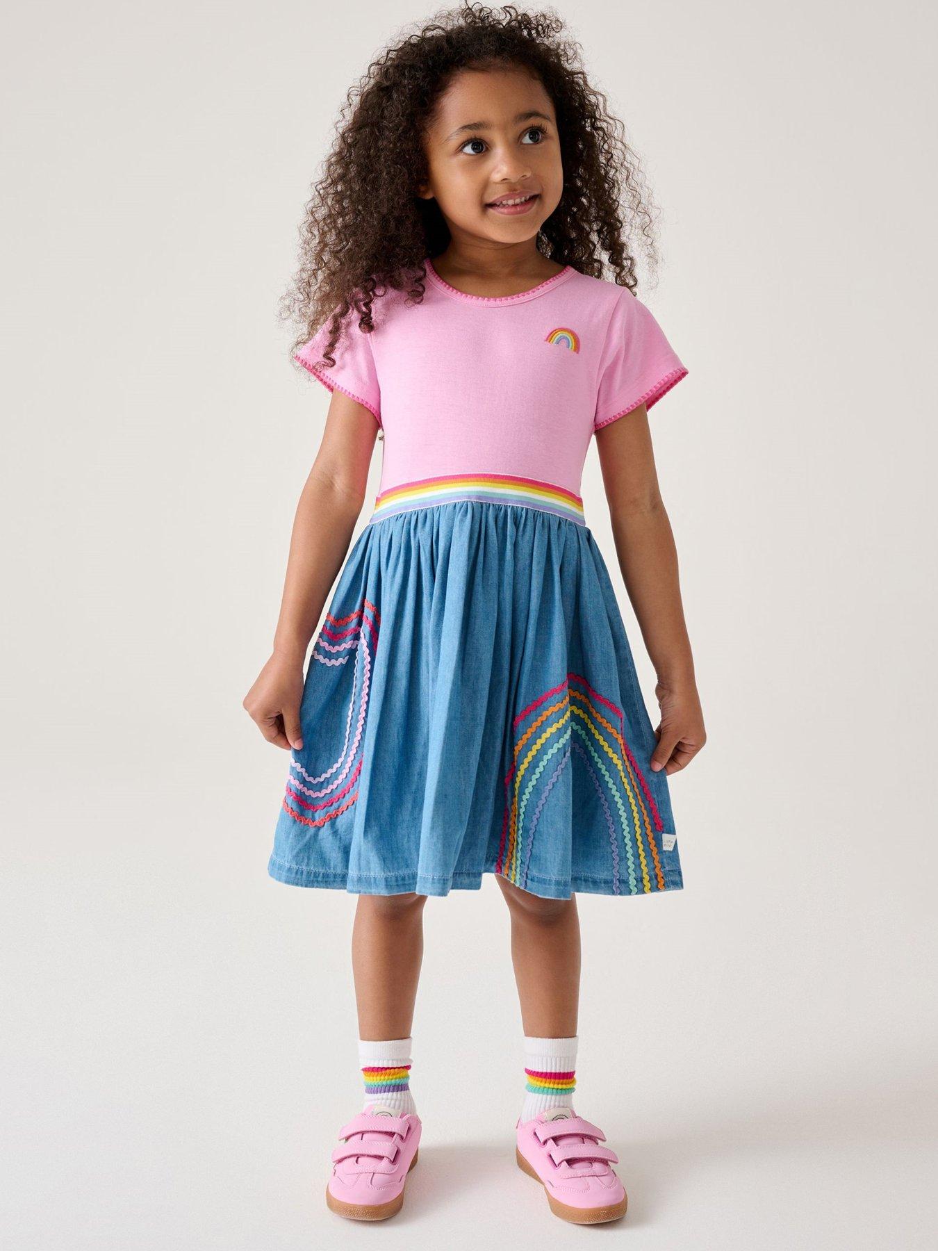 Little Bird Girls Chambray Mock Dress - Multi