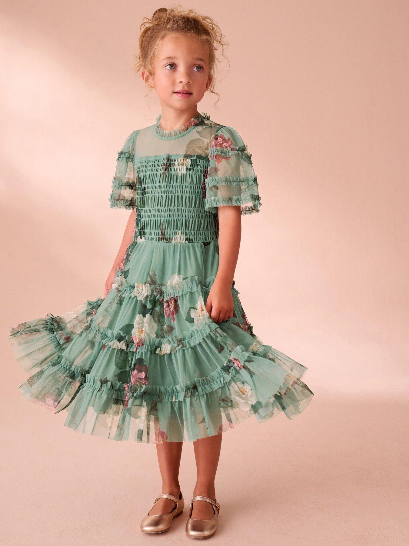 Laura Ashley Kids Floral Lace Dress - Green