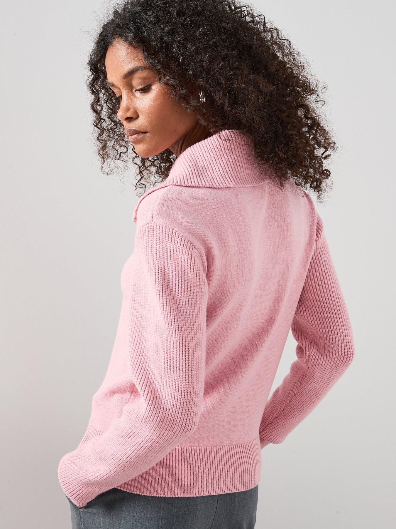 the-very-collection-zip-through-knitted-collared-neck-jumper-pinkstillFront