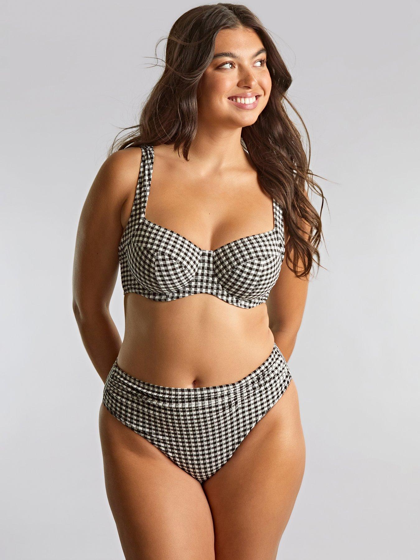 Panache Swim Gingham Midi Briefs - Gingham Black
