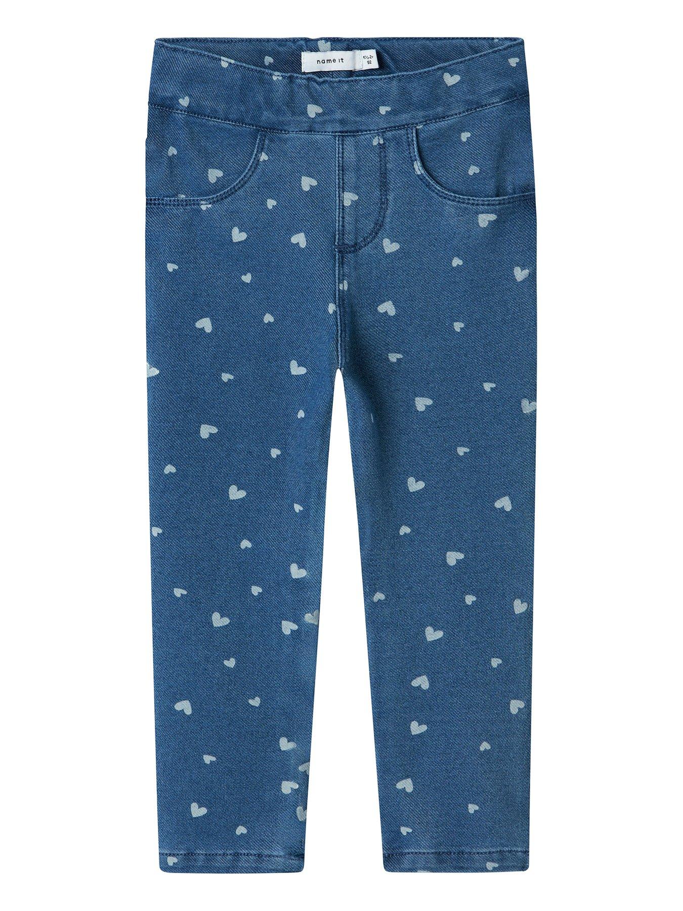Name It Mini Girls Heart Denim Jeggings - Blue