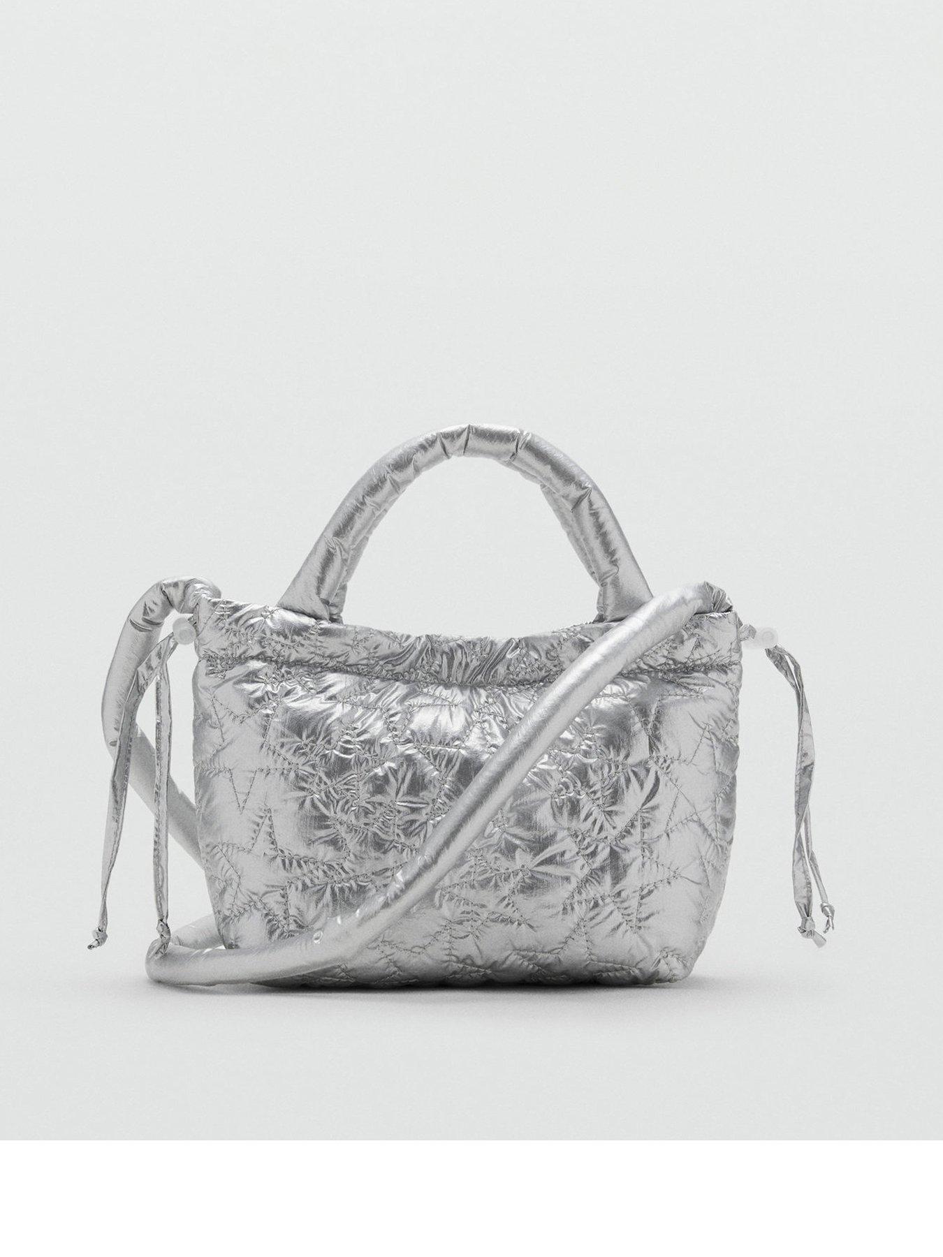 Image 1 of 4 of Mango Girls Metallic Star Quilted Bag - Silver