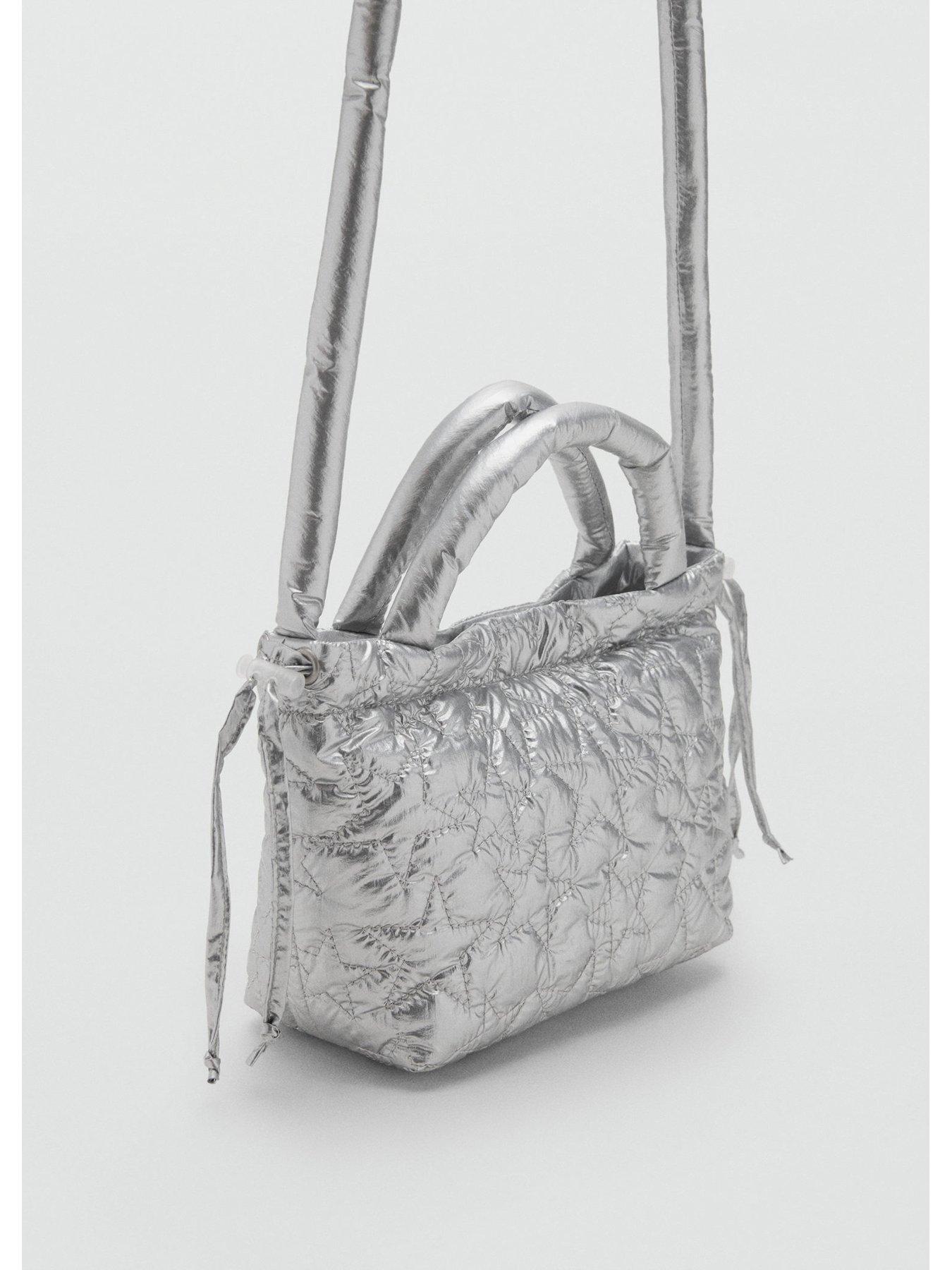 Image 2 of 4 of Mango Girls Metallic Star Quilted Bag - Silver