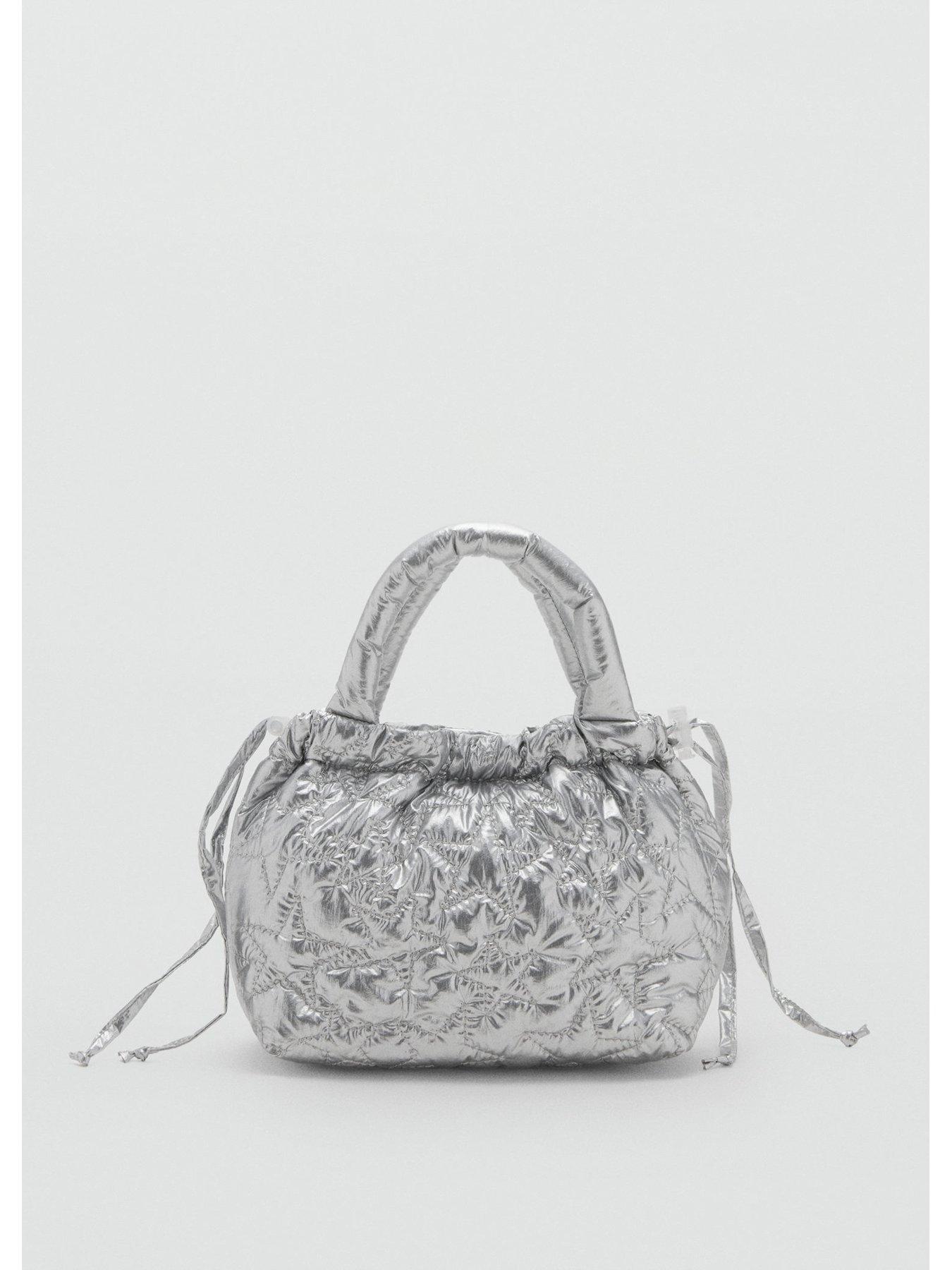 Image 3 of 4 of Mango Girls Metallic Star Quilted Bag - Silver