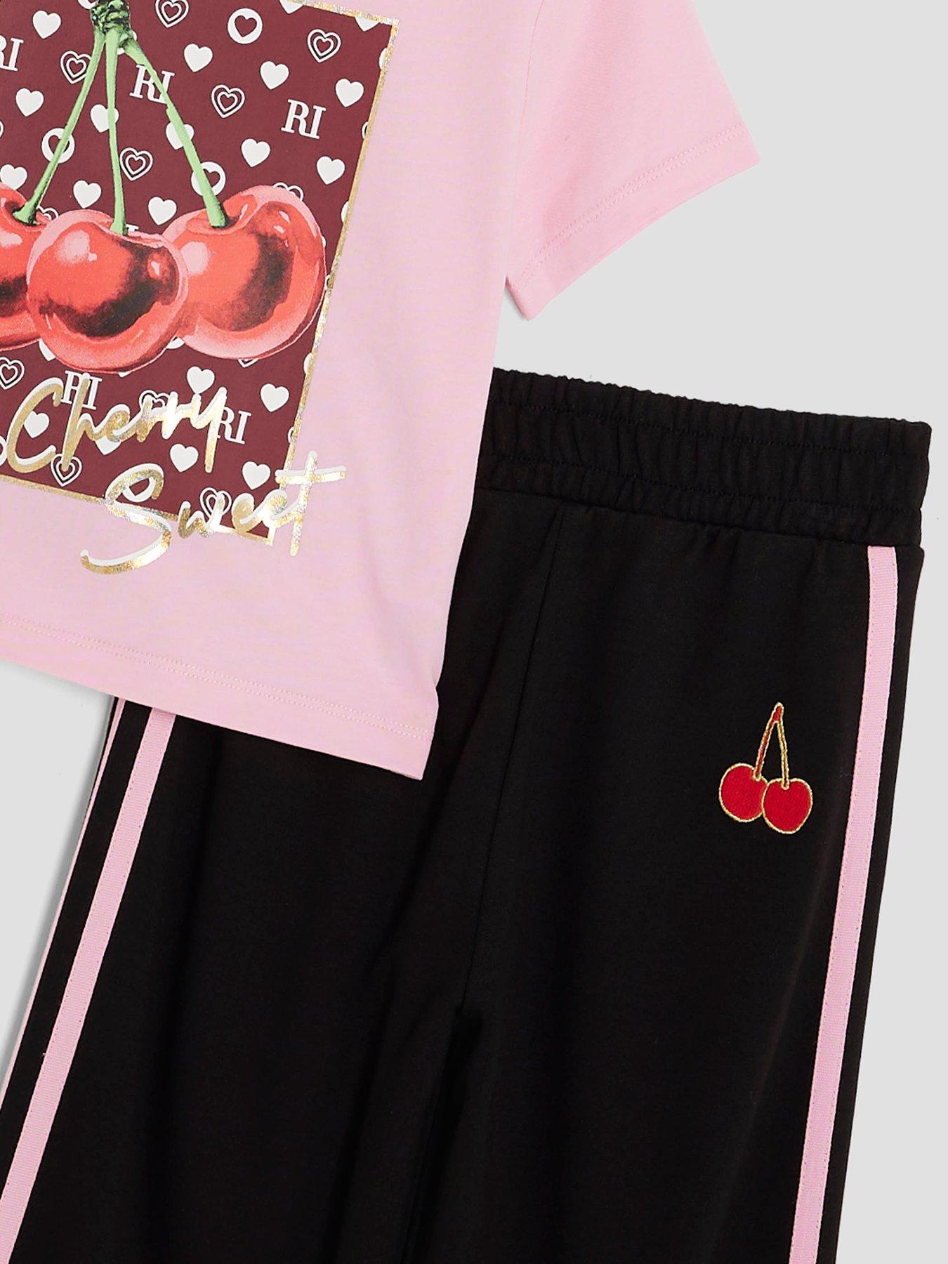 Image 5 of 5 of River Island Older Girls Cherry Tracksuit Set - Pink