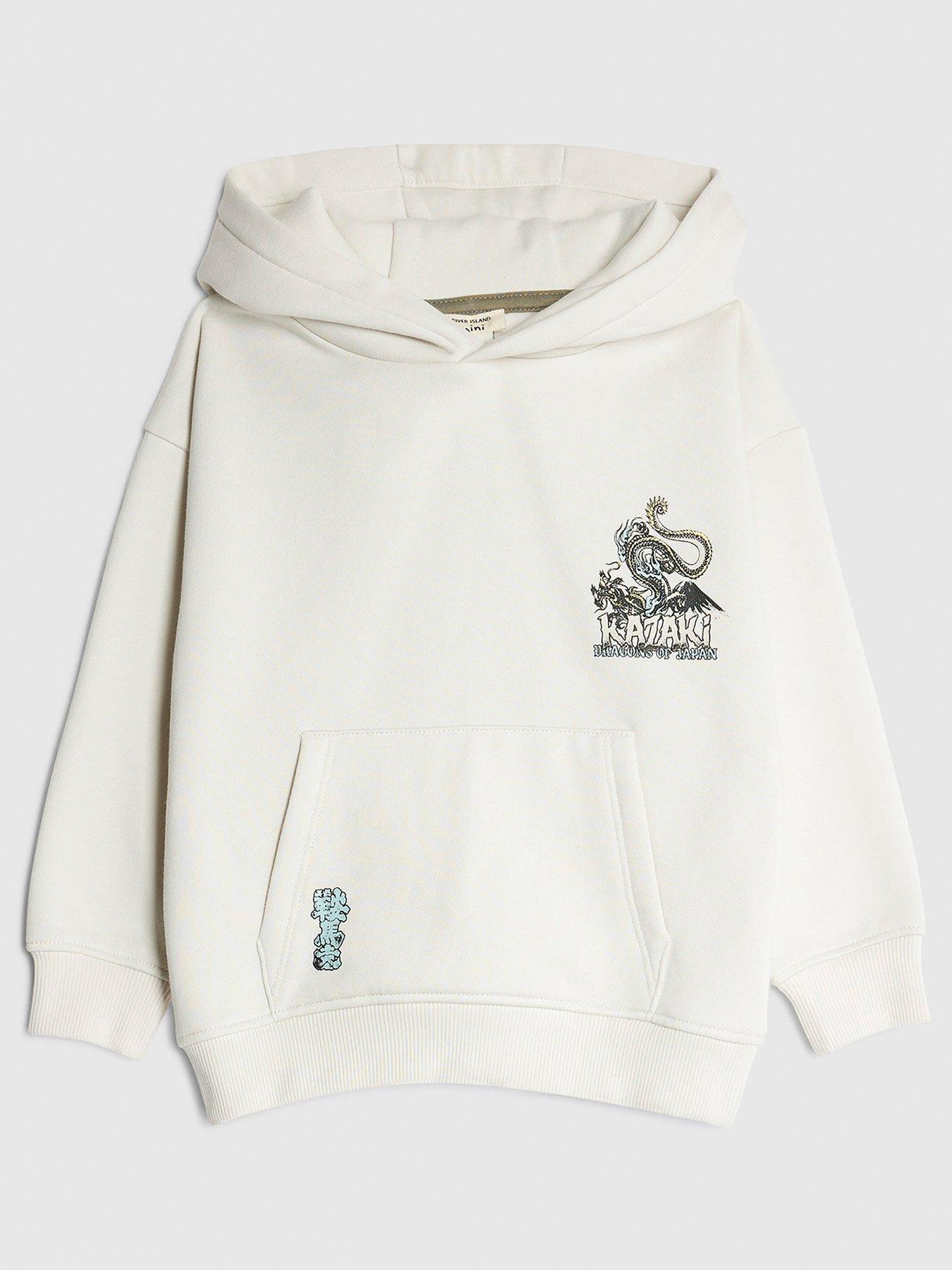 River Island Mini Boys Back Print Kazaki Japanese Hoodie - Cream