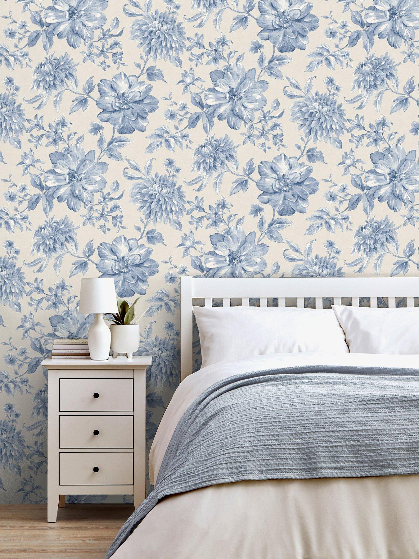 Fine Decor Isabella Floral Wallpaper - Blue