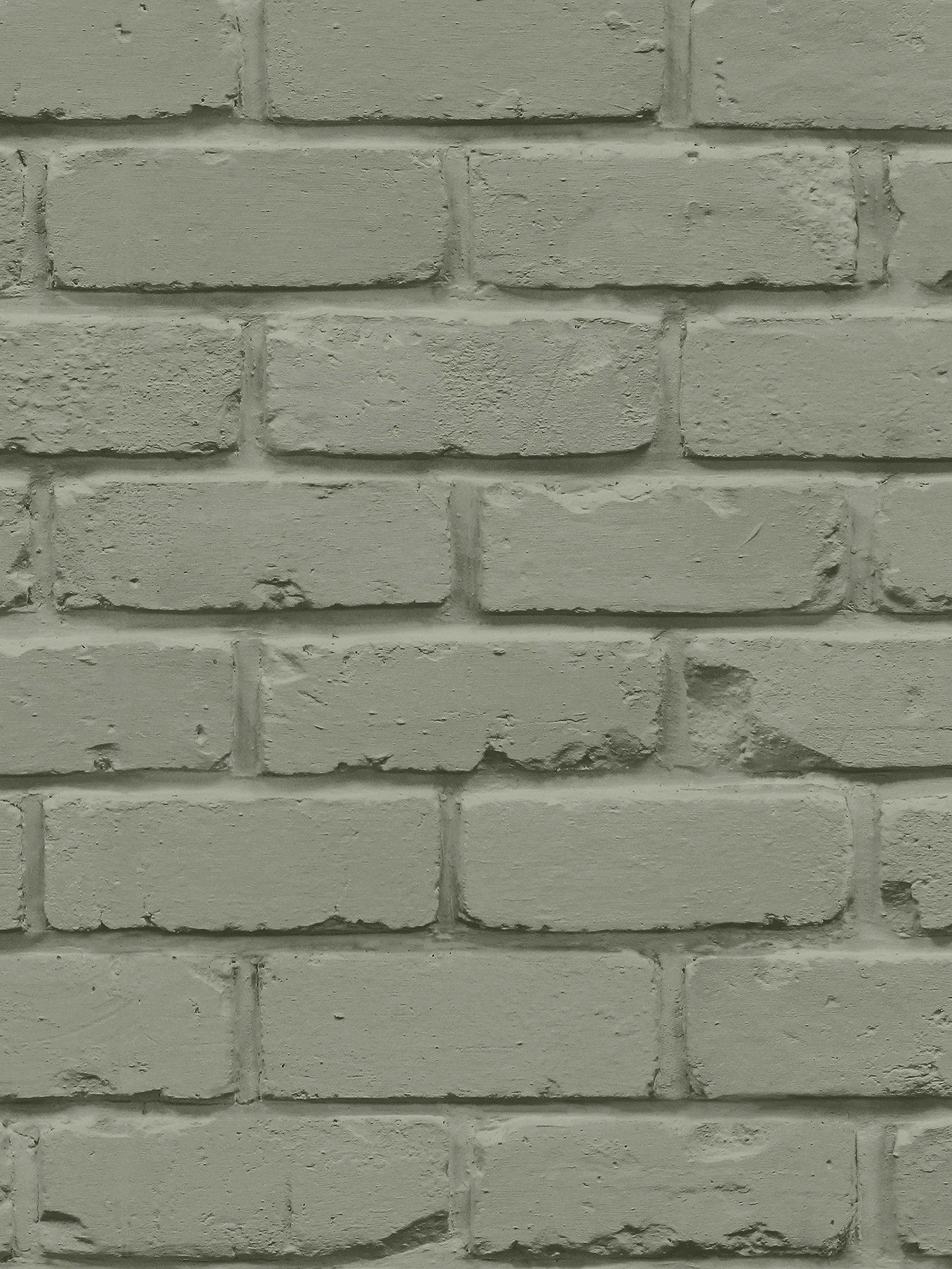 Image 4 of 5 of Fine Decor Painted Brick Wallpaper - Sage