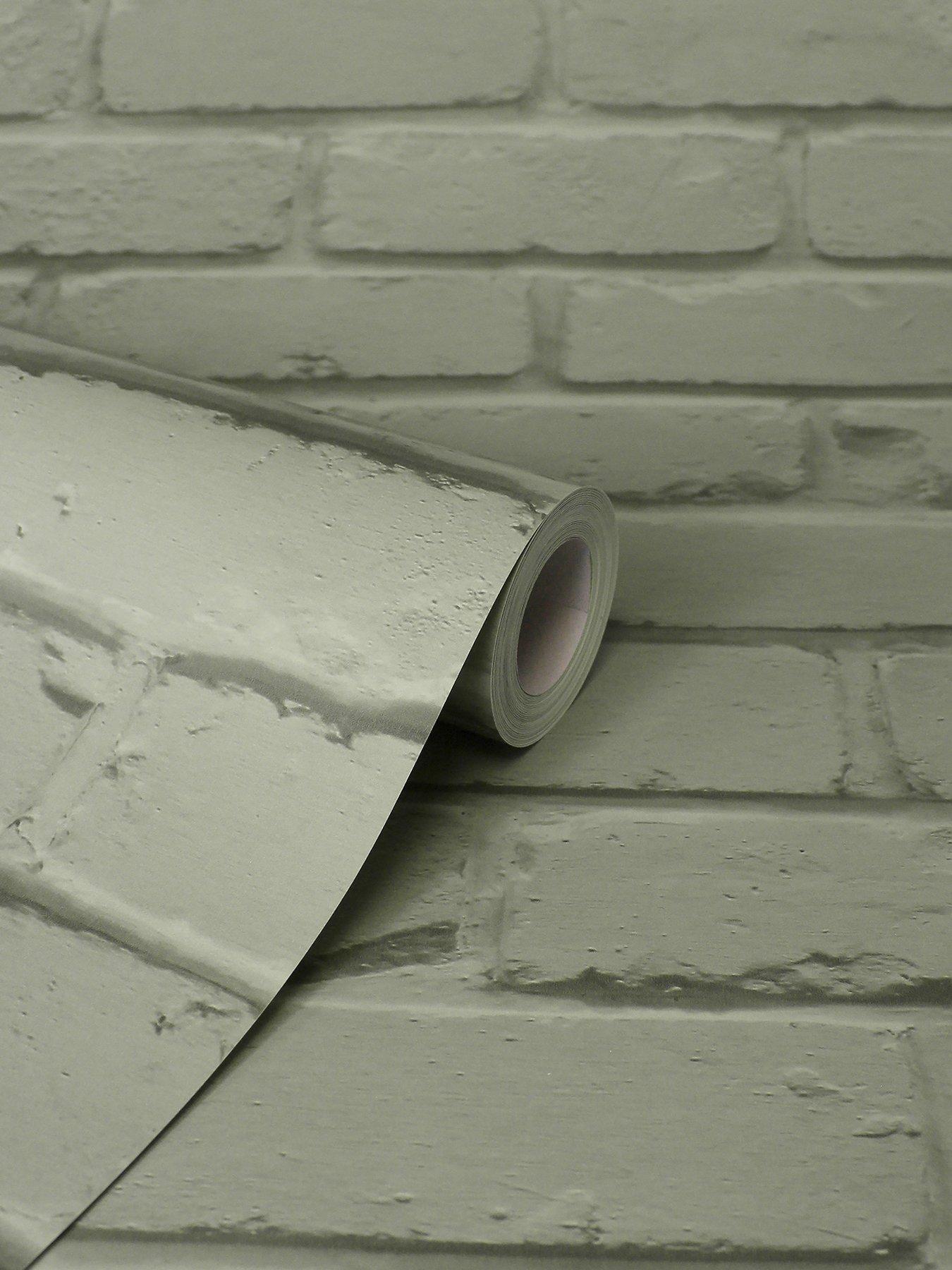 Image 5 of 5 of Fine Decor Painted Brick Wallpaper - Sage