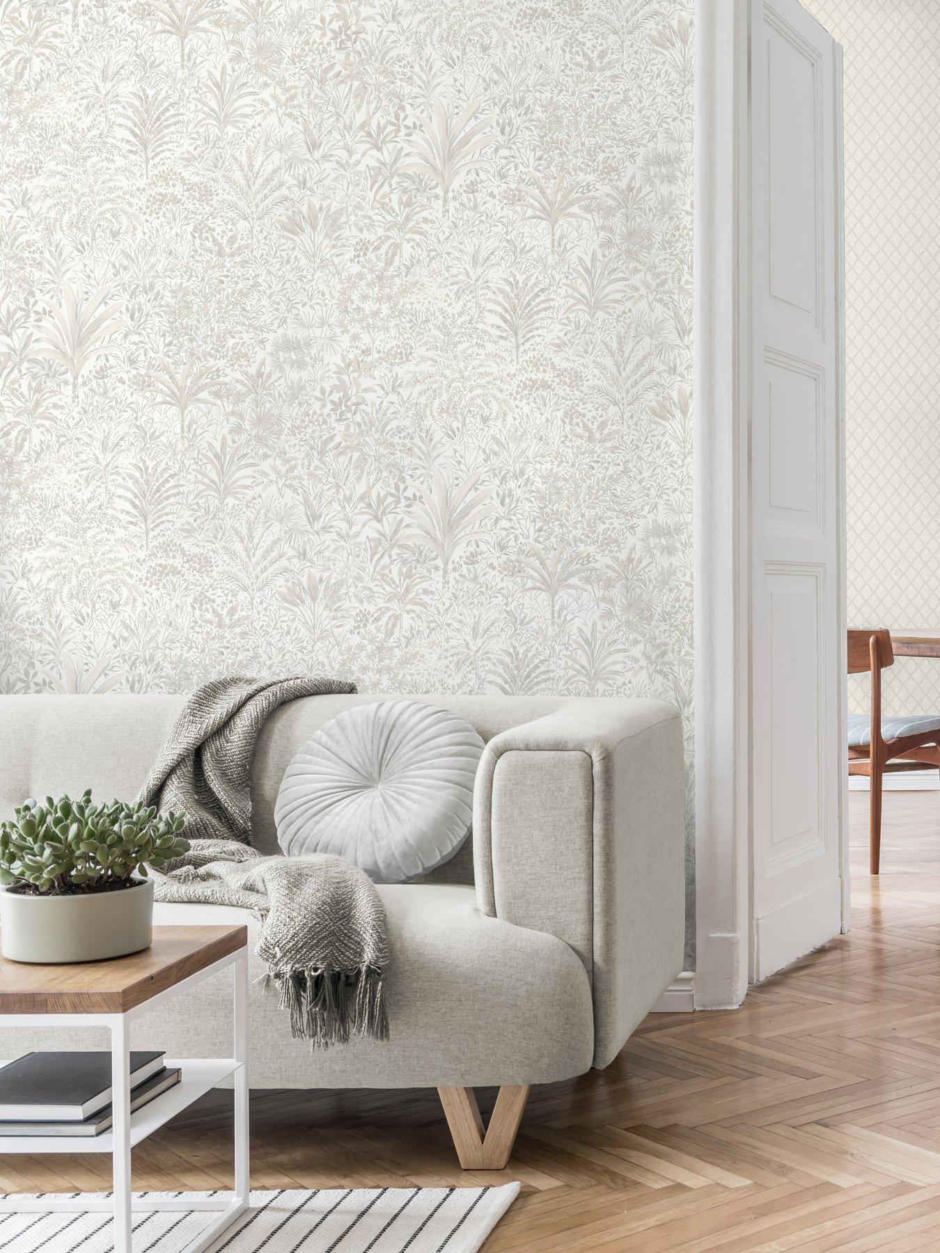 Vymura Capri Palm Landscape Wallpaper - White/silver